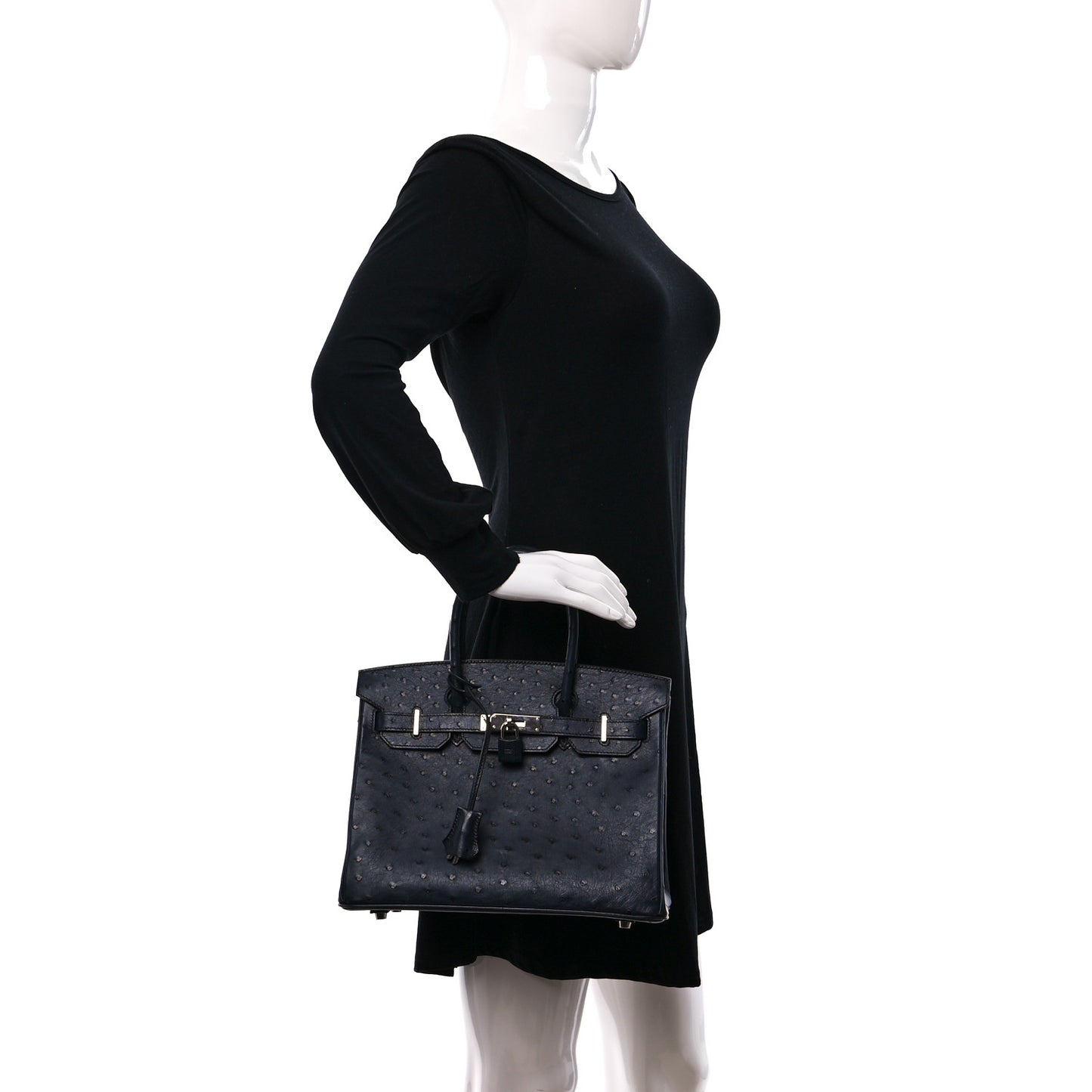 Ostrich Birkin 30 Bleu Indigo