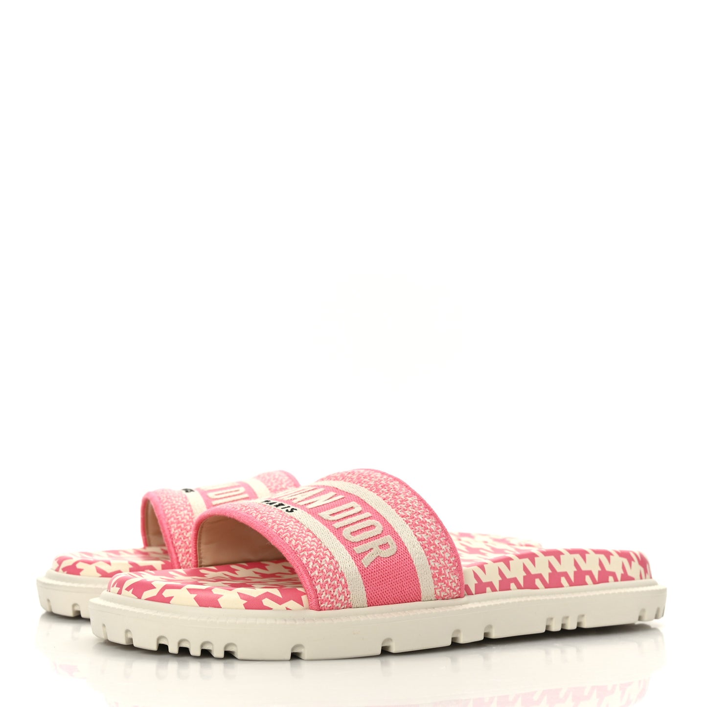 Micro PDP Cotton Houndstooth Embroidered Dway 10mm Slide Sandals 41 Peony