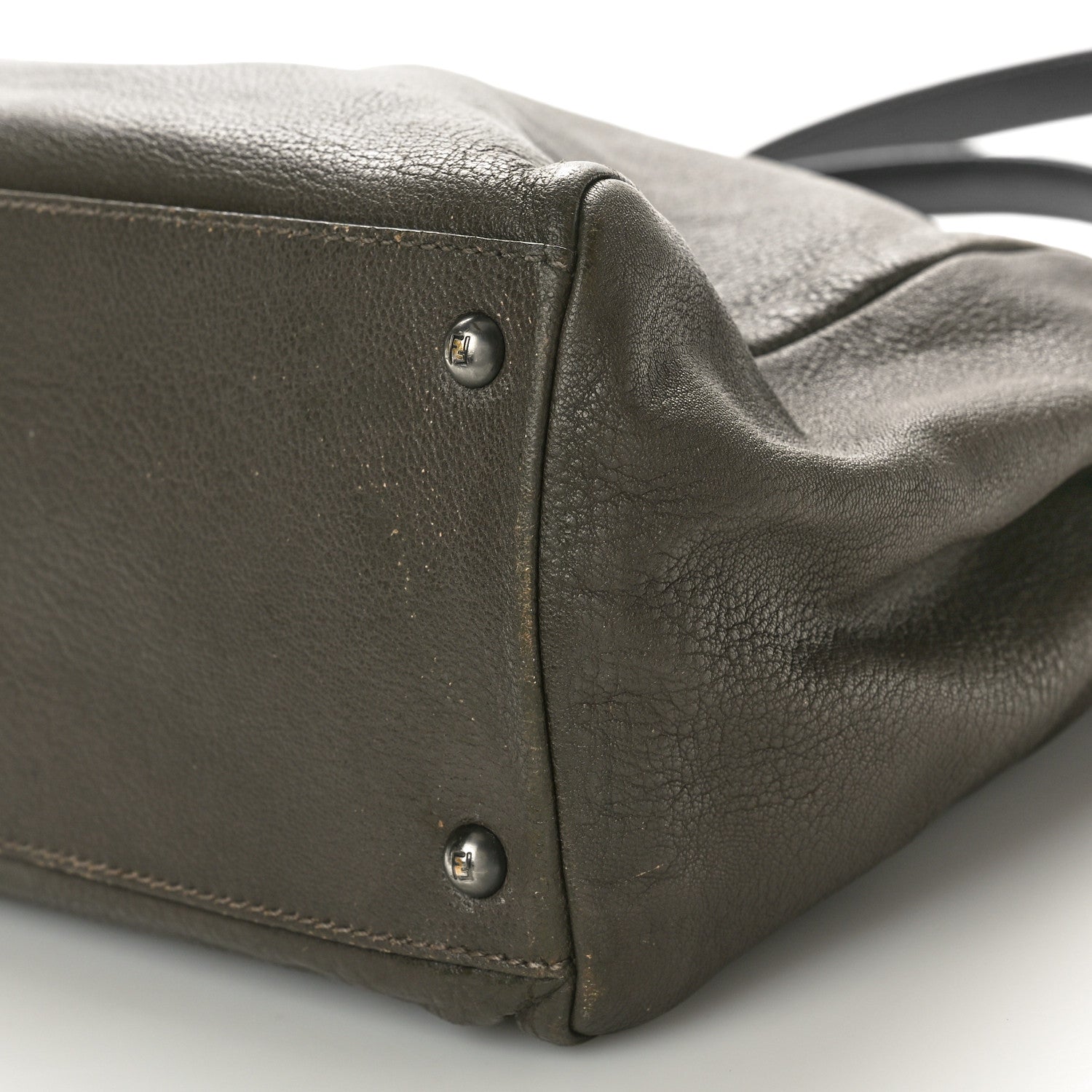 Fendi Goatskin Zucca Large Peekaboo Iconic Satchel Taupe Tobacco Moro 10 of 16