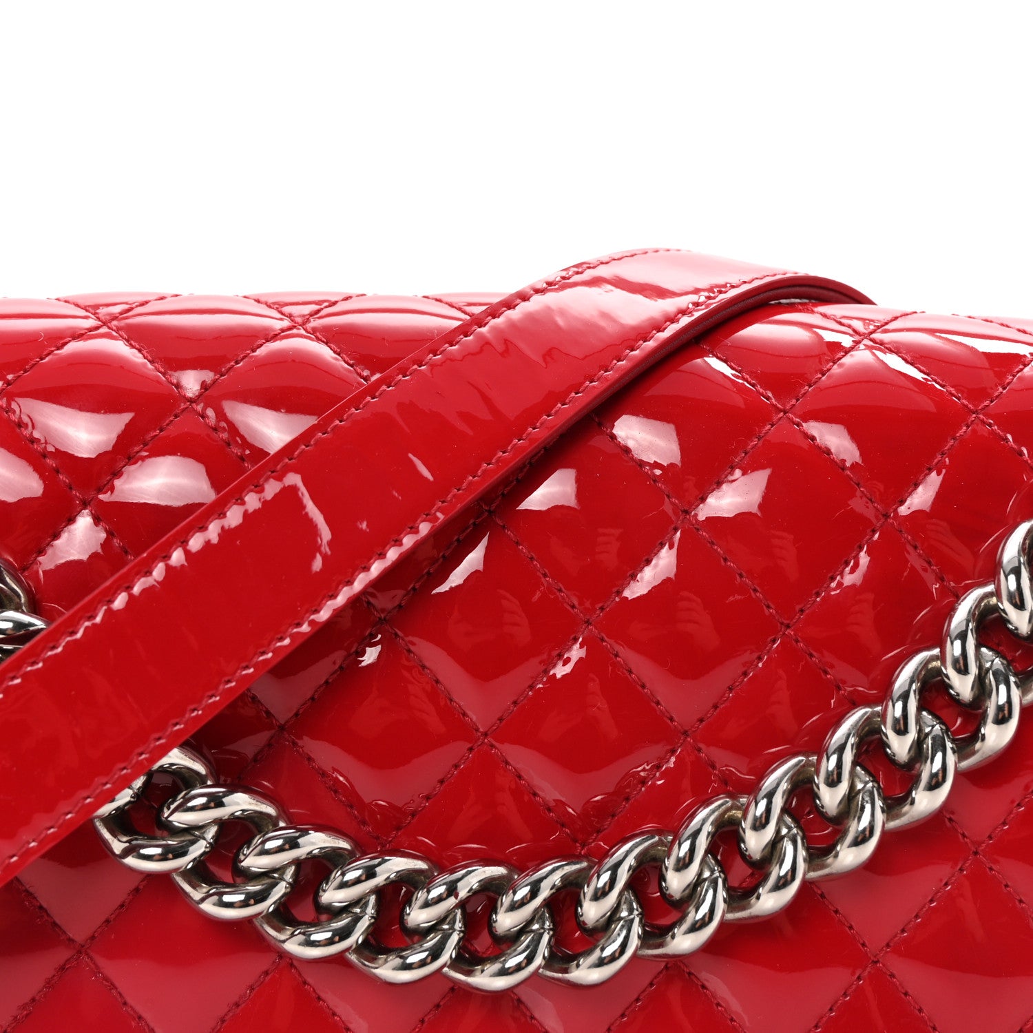 Chanel Patent Calfskin Quilted Medium Plexiglass Boy Flap Red 8 of 10
