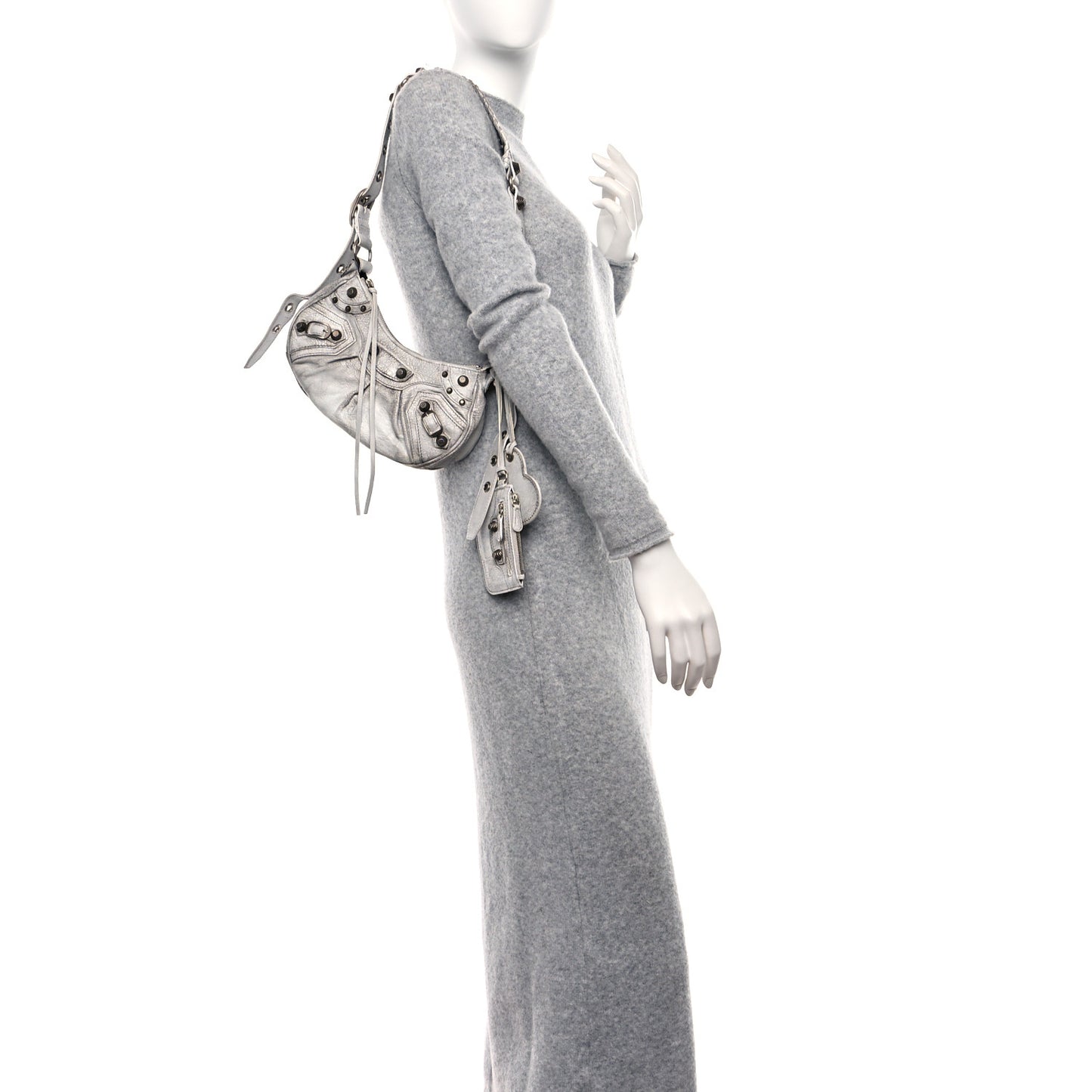 Agneau Arena Dirty Effect Le Cagole Shoulder Bag XS Optic White