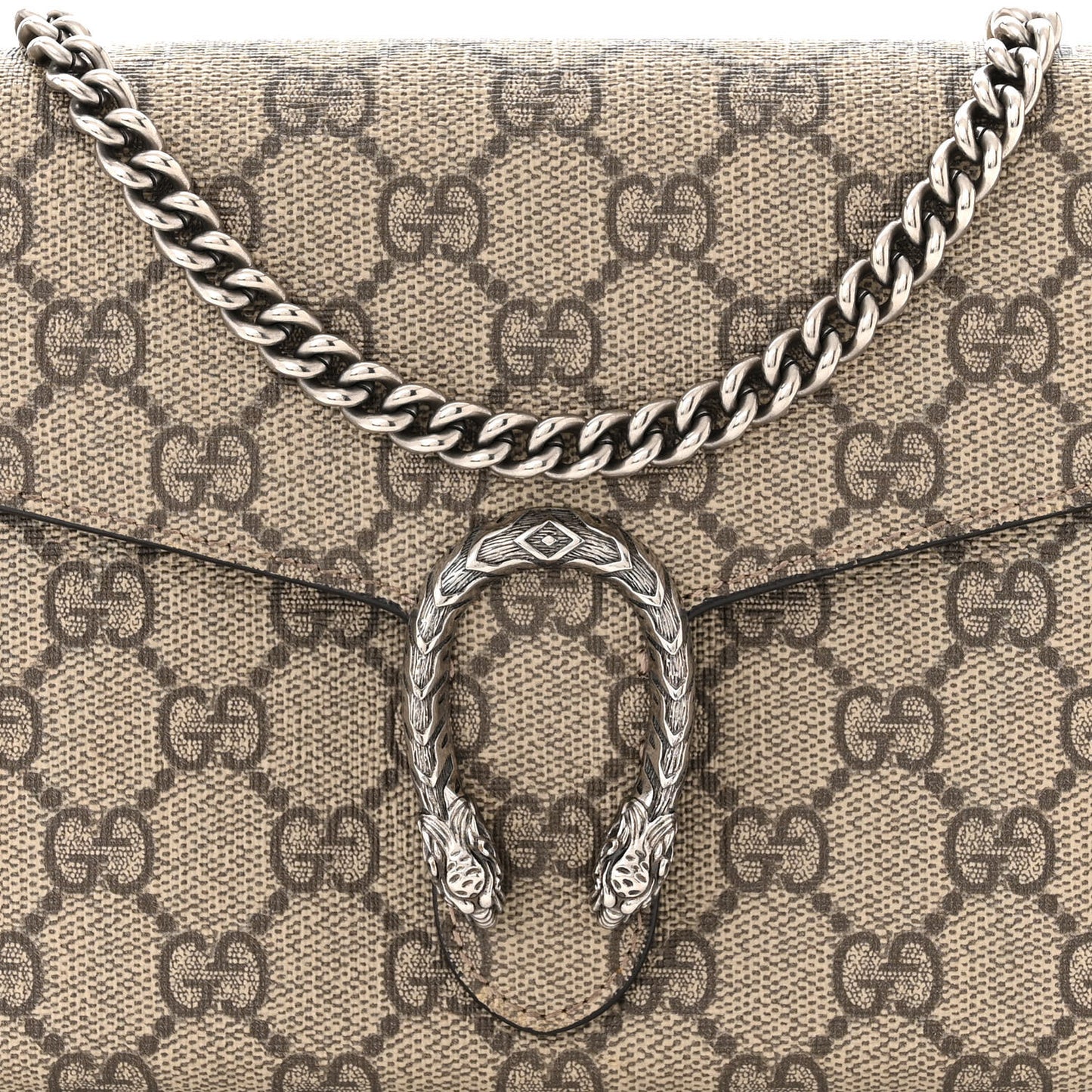 GG Supreme Monogram Mini Dionysus Chain Wallet Beige Taupe