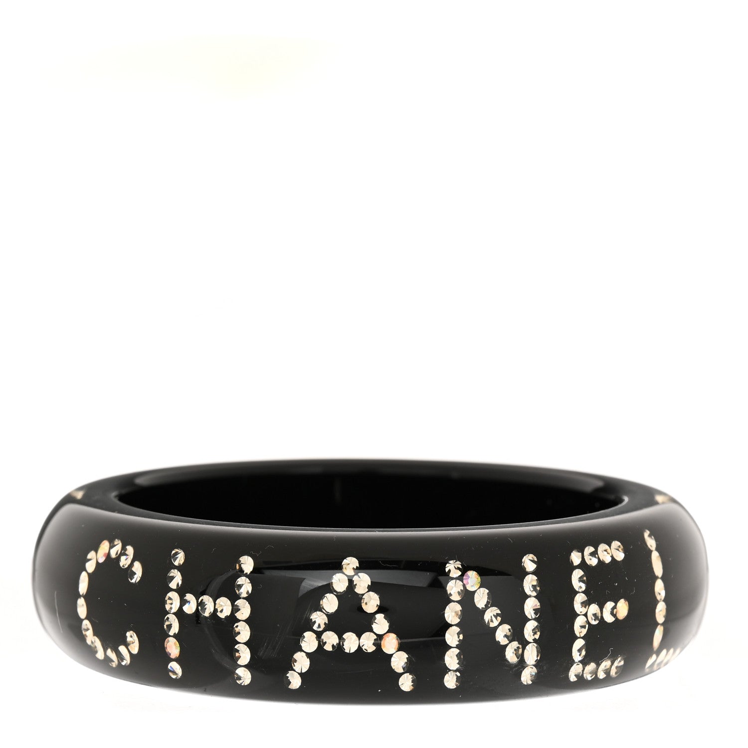 Chanel Resin Crystal CC Logo Bracelet Black 1 of 5