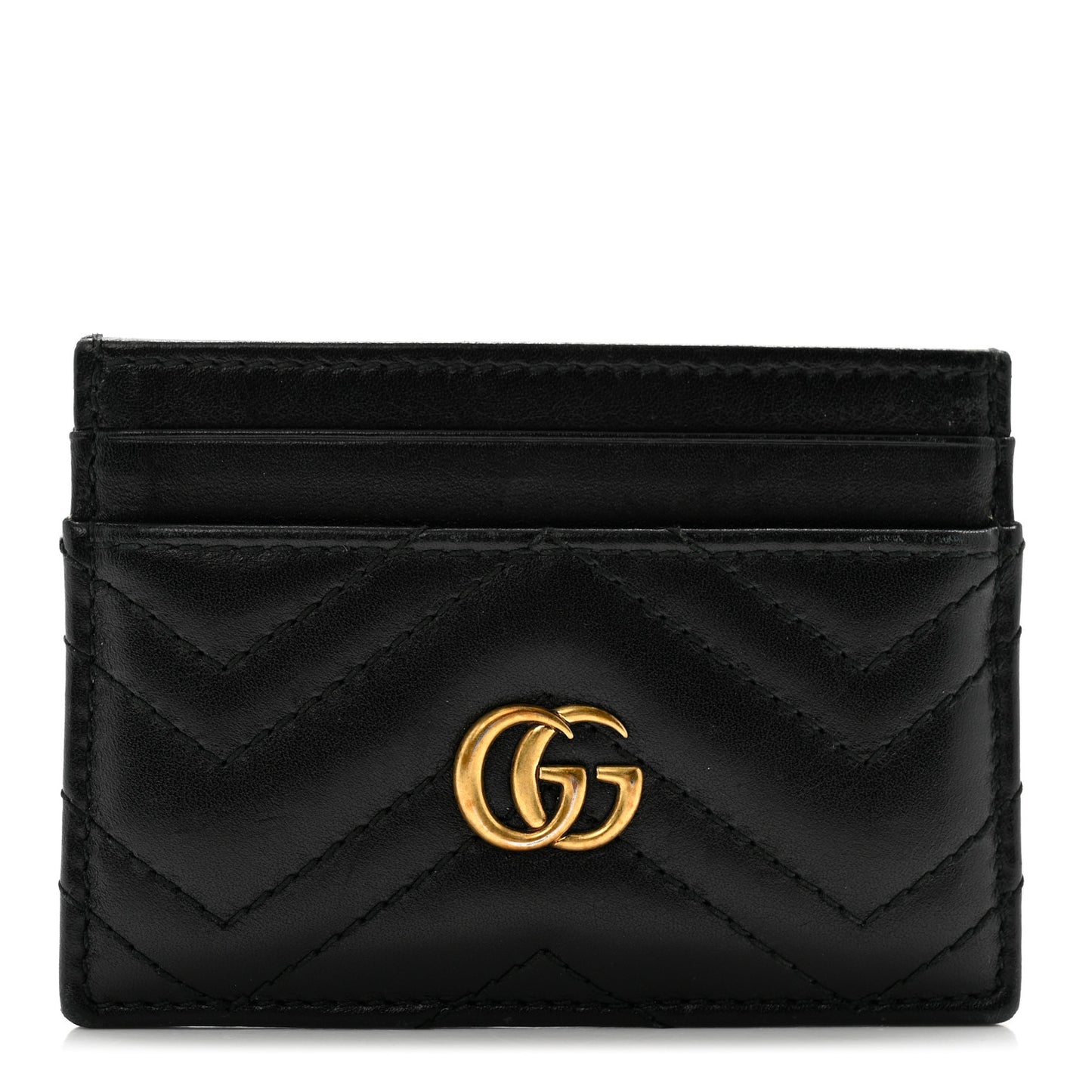 Calfskin Matelasse GG Marmont Card Holder Black