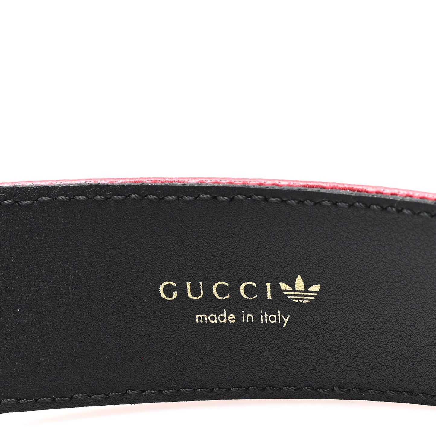 X ADIDAS Crystal Vintage Monogram Textured Dollar Calfskin Double G 40mm Belt 80 32 Hibiscus Red Off White Black