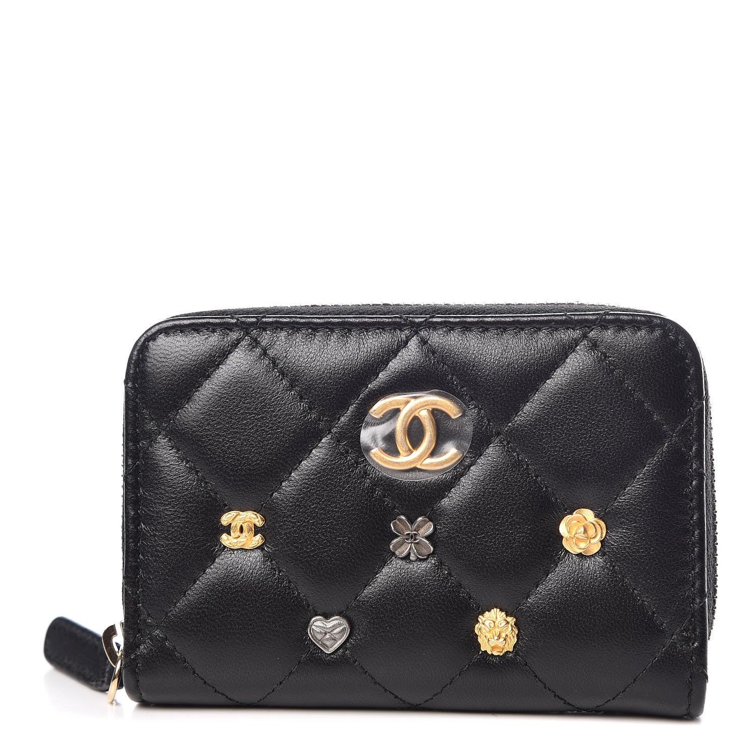 Chanel Lambskin Lucky Charms Zip Coin Purse Black 406368