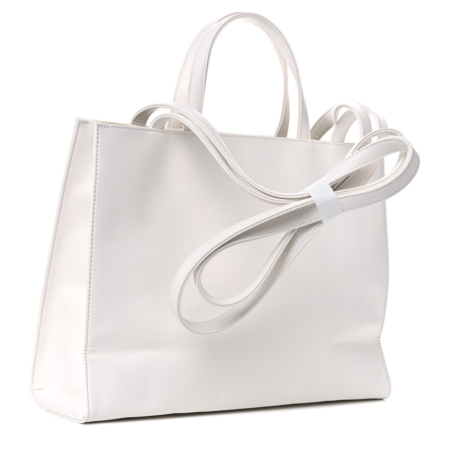 Vegan Leather Medium Shopping Bag White
