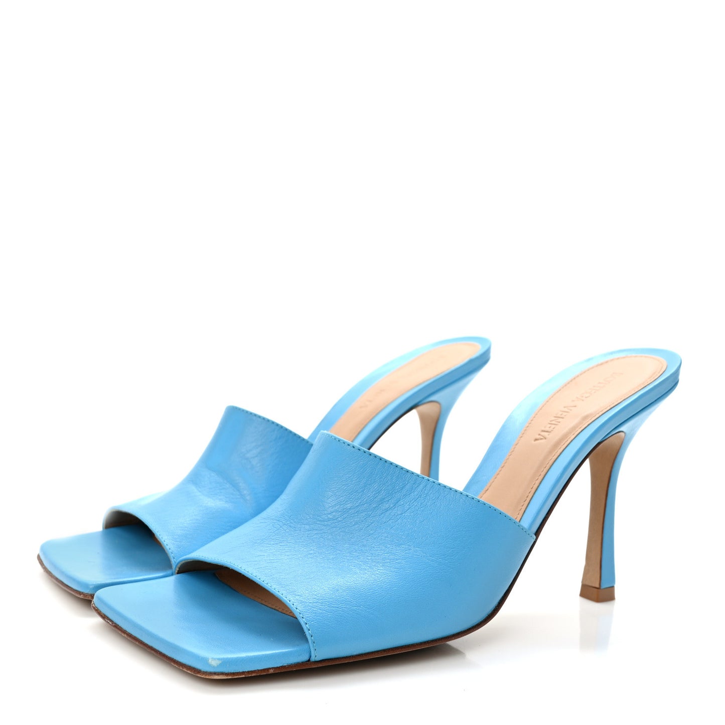 Lambskin Stretch Mule Sandals 40 Sky Blue