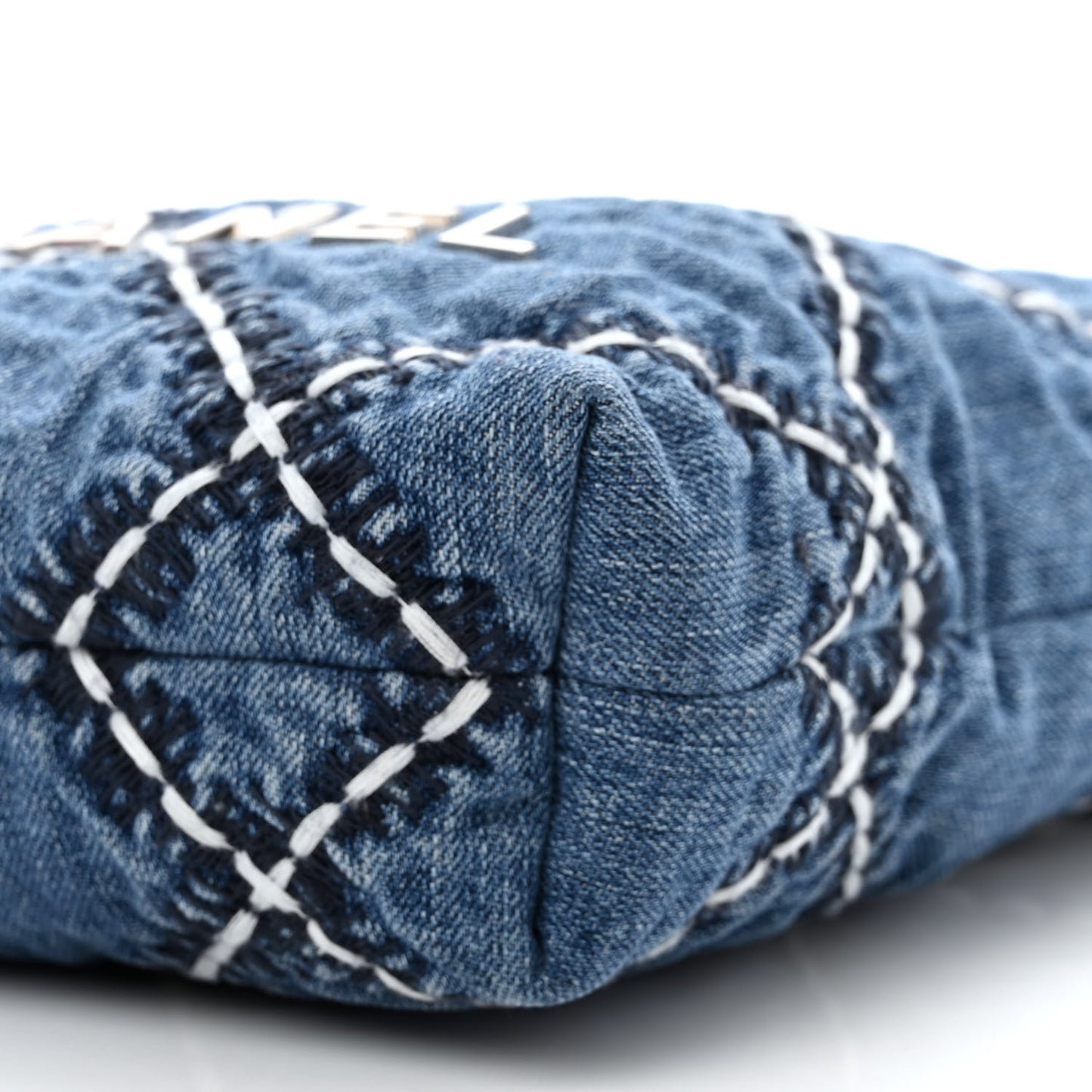 Denim Stitched Quilted Mini Chanel 22 Blue