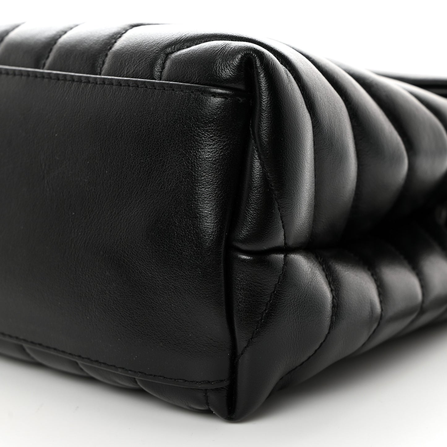 Calfskin Y Quilted Monogram Medium Loulou Chain Satchel Black