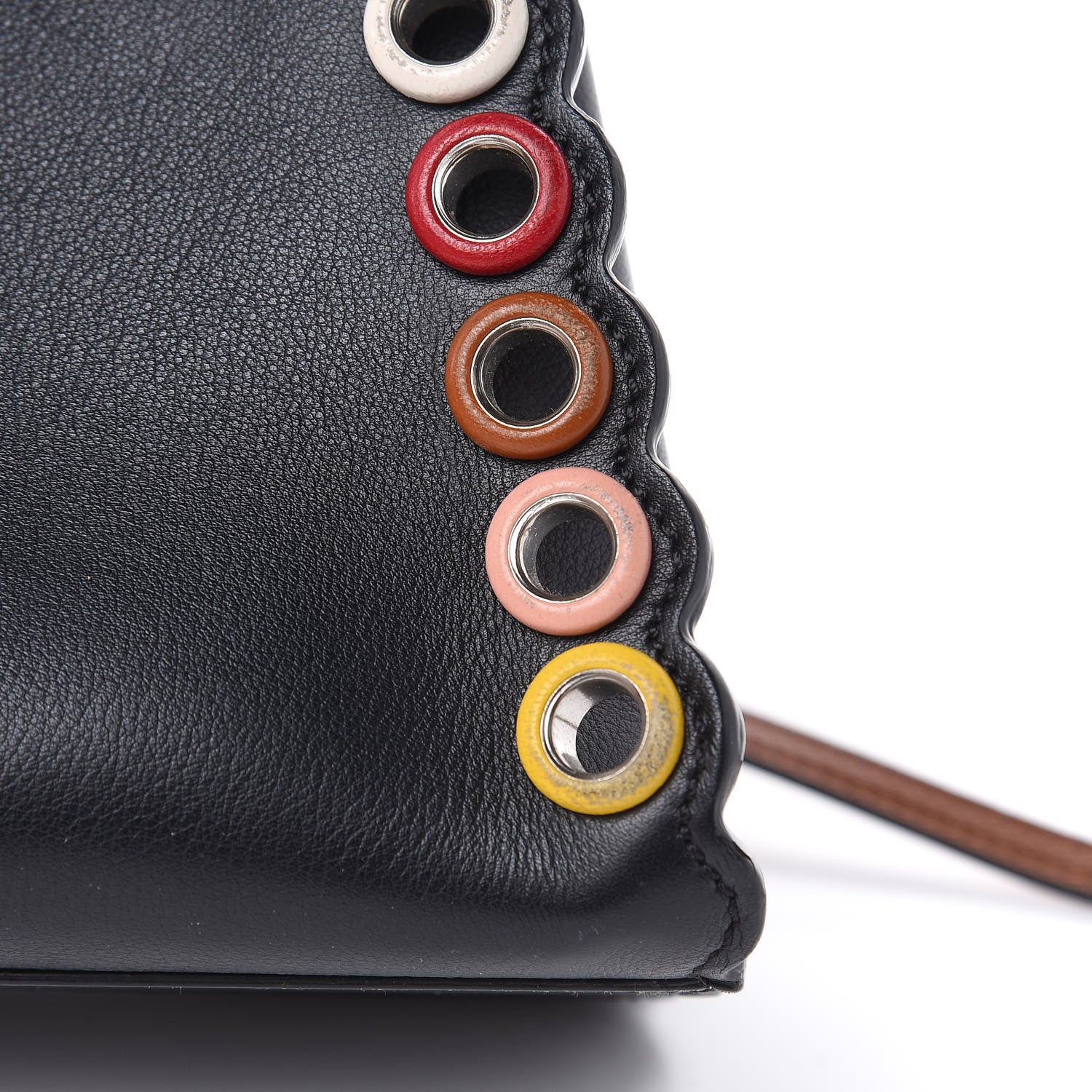 Fendi Nappa Scalloped Grommet Mini Peekaboo Iconic Satchel Black Multicolor 11 of 14