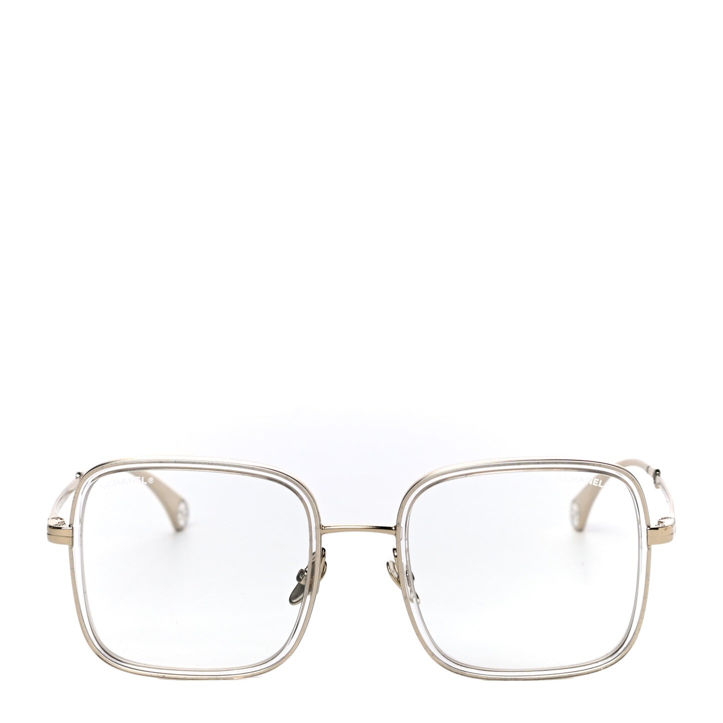 Metal Removable Pearl Chain Square Eyeglasses 2195-S Silver
