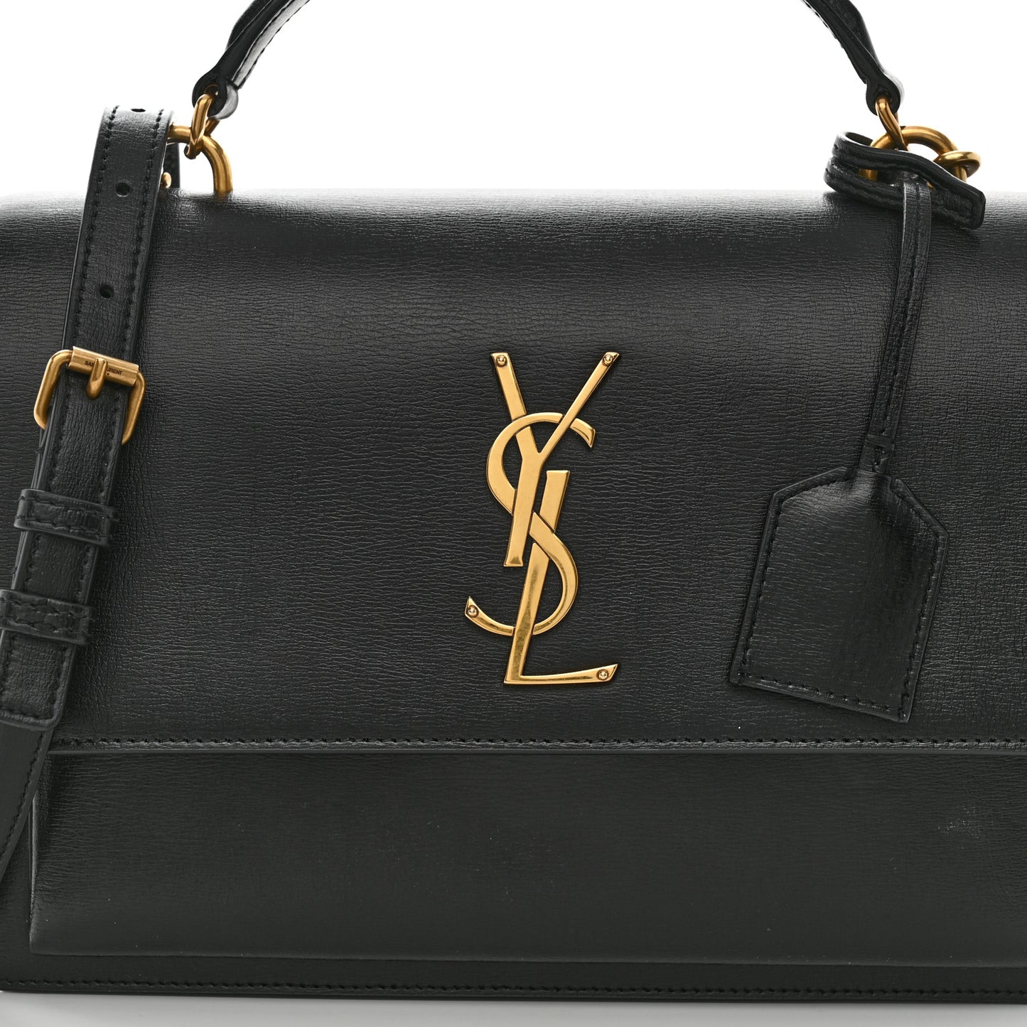 Smooth Calfskin Medium Monogram Sunset Satchel Black