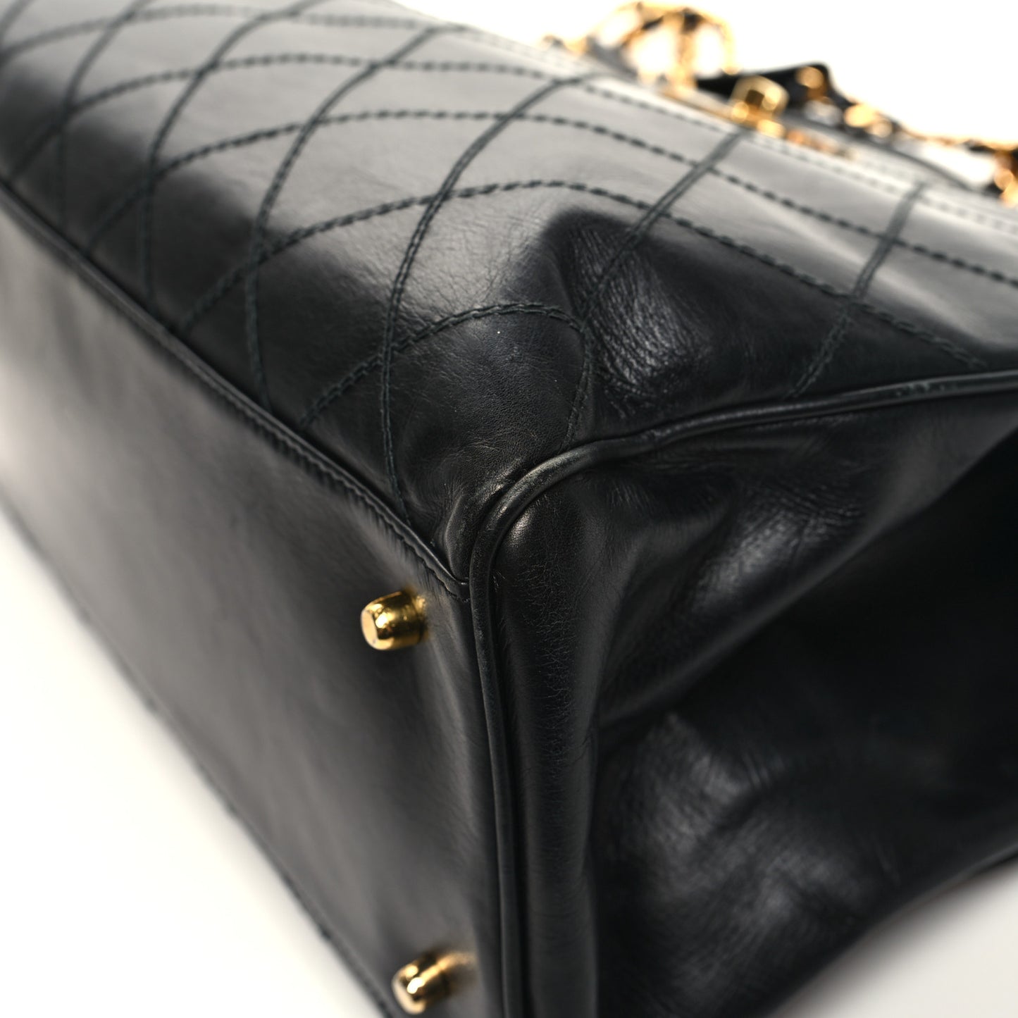 Calfskin Stitched XL Weekender Black
