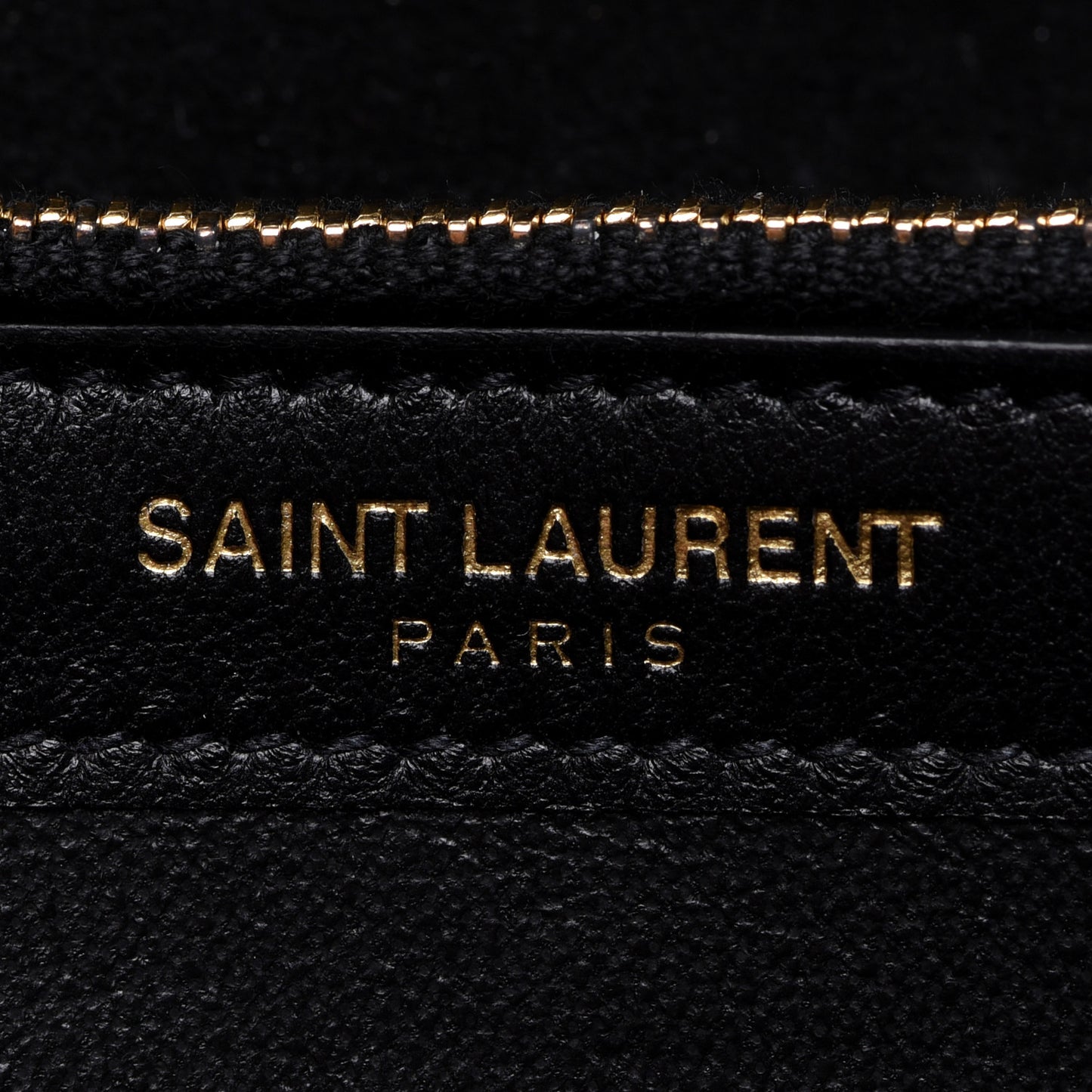 Grained Metallic Calfskin Monogram Chain Wallet Gold