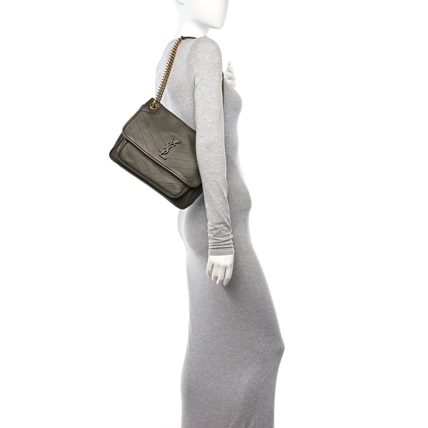 Lambskin Matelasse Monogram Medium Niki Chain Satchel Seawood
