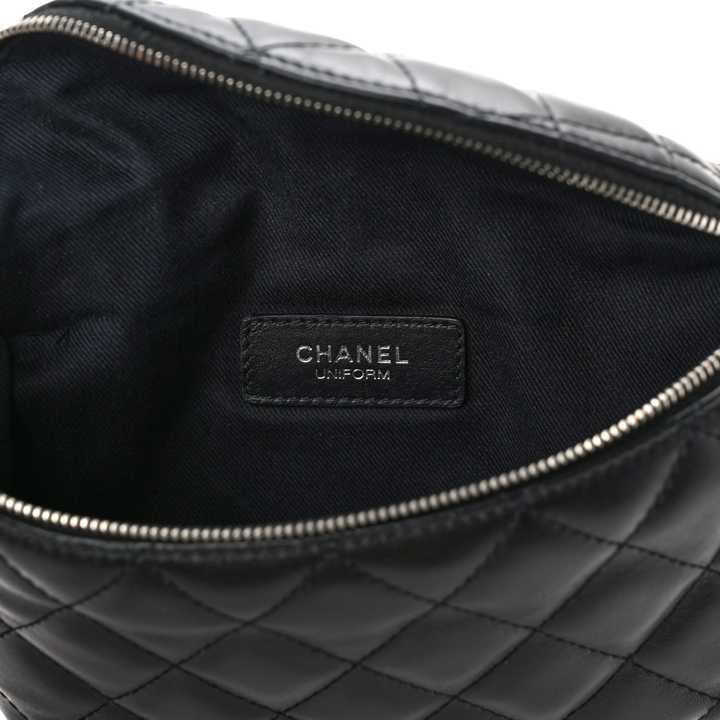 Calfskin Quilted Waist Belt Bag Black