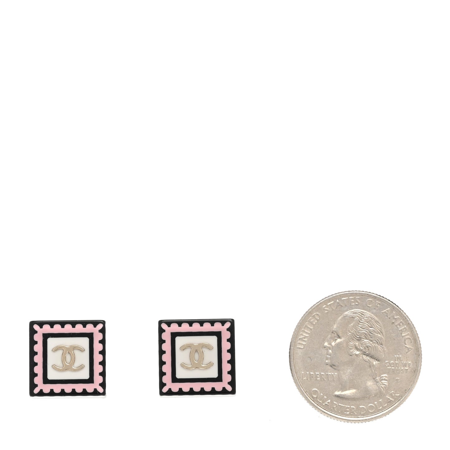 Resin CC Square Earrings Black Pink White