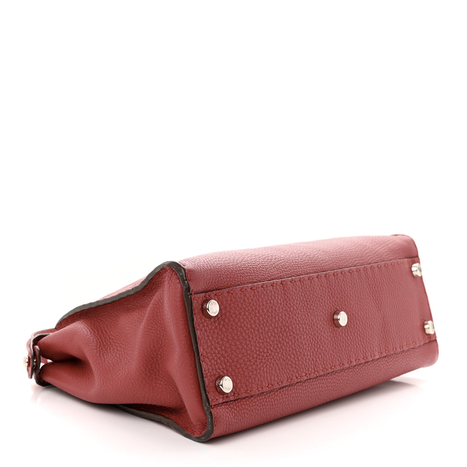 Fendi Cuoio Romano Selleria Bi-Color Medium Peekaboo Iconic Satchel Rosso Latte 4 of 15