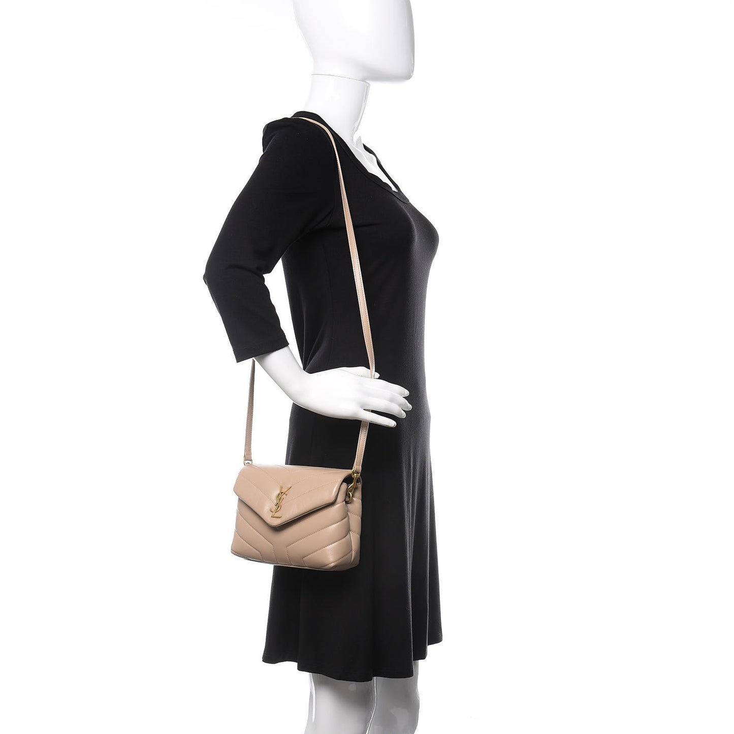 Calfskin Y Quilted Monogram Toy Loulou Crossbody Bag Dark Beige