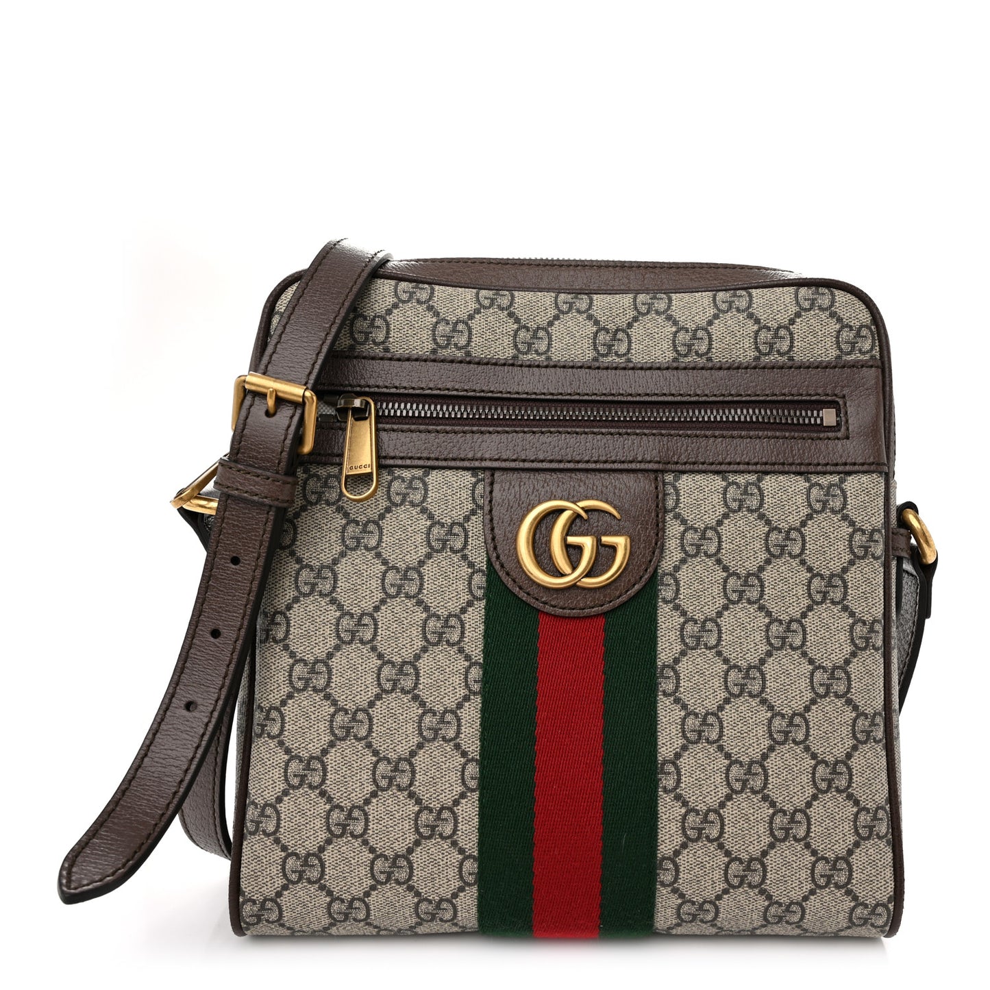 GG Supreme Monogram Web Small Ophidia Messenger Bag Brown