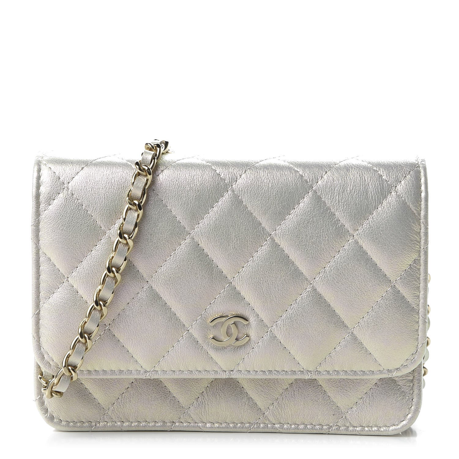 Chanel Iridescent Lambskin Quilted Mini Wallet On Chain WOC Ivory 1 of 11