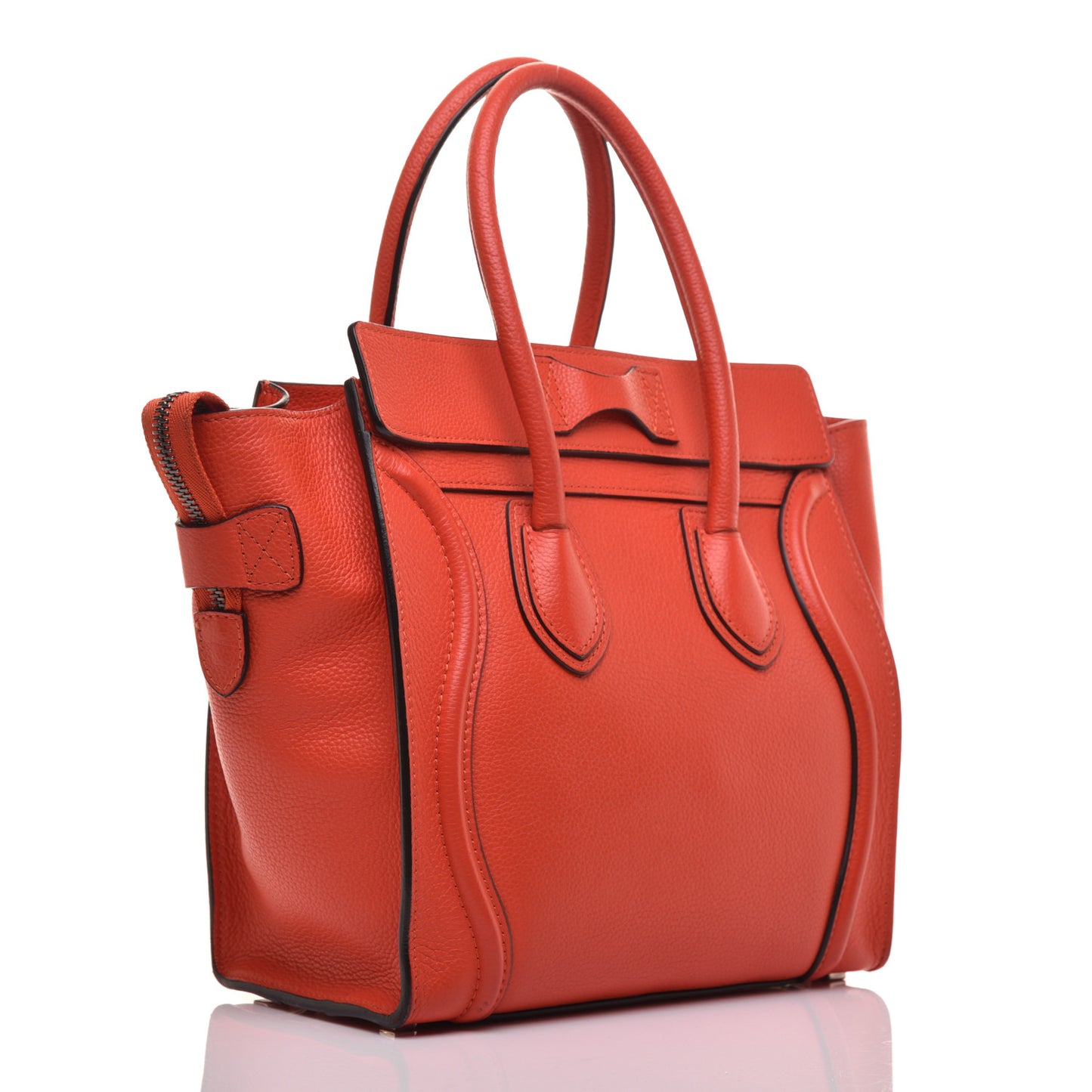 Drummed Calfskin Micro Luggage Vermillion