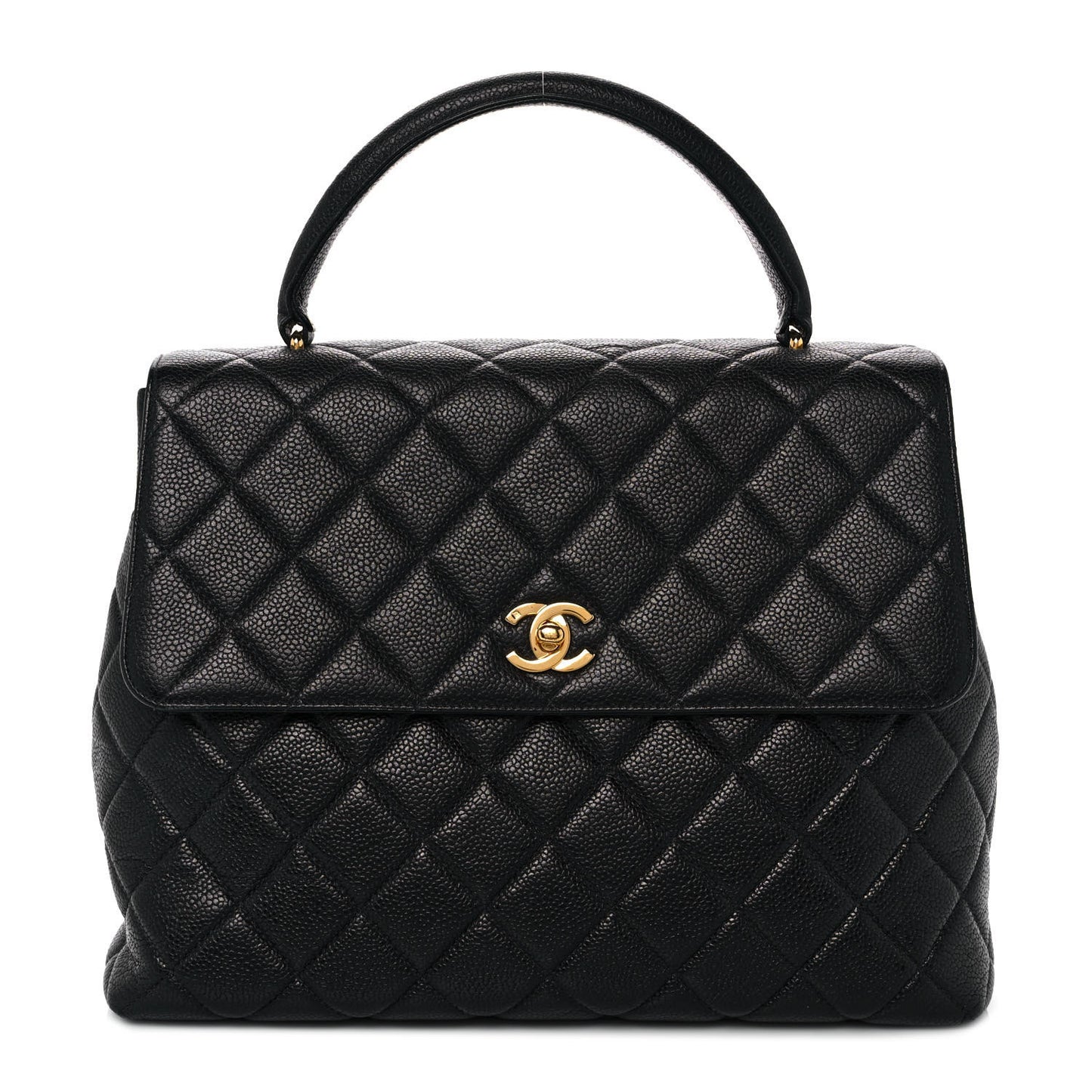 Caviar Quilted Jumbo Kelly Flap Black