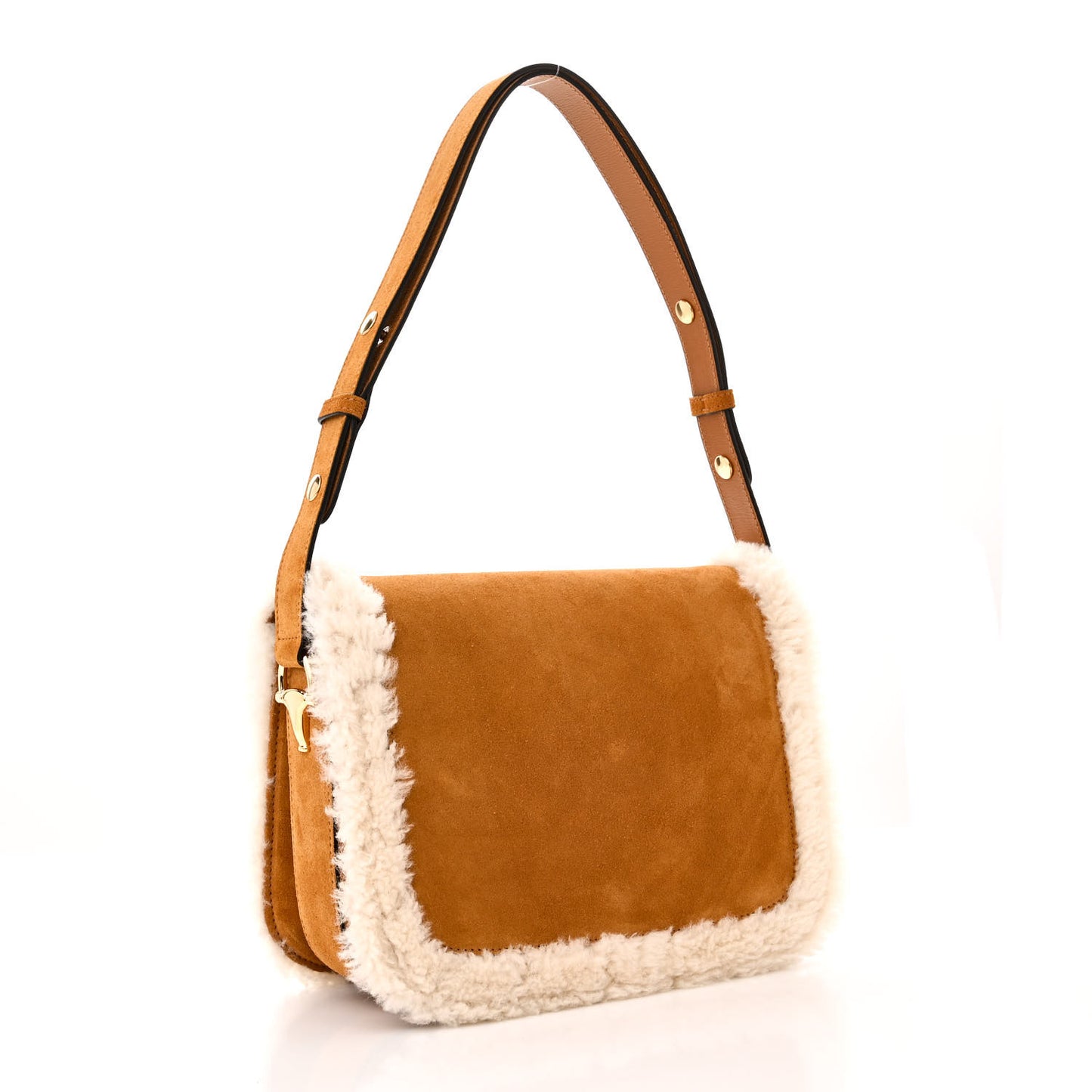 Suede Shearling Horsebit 1955 Shoulder Bag Brown