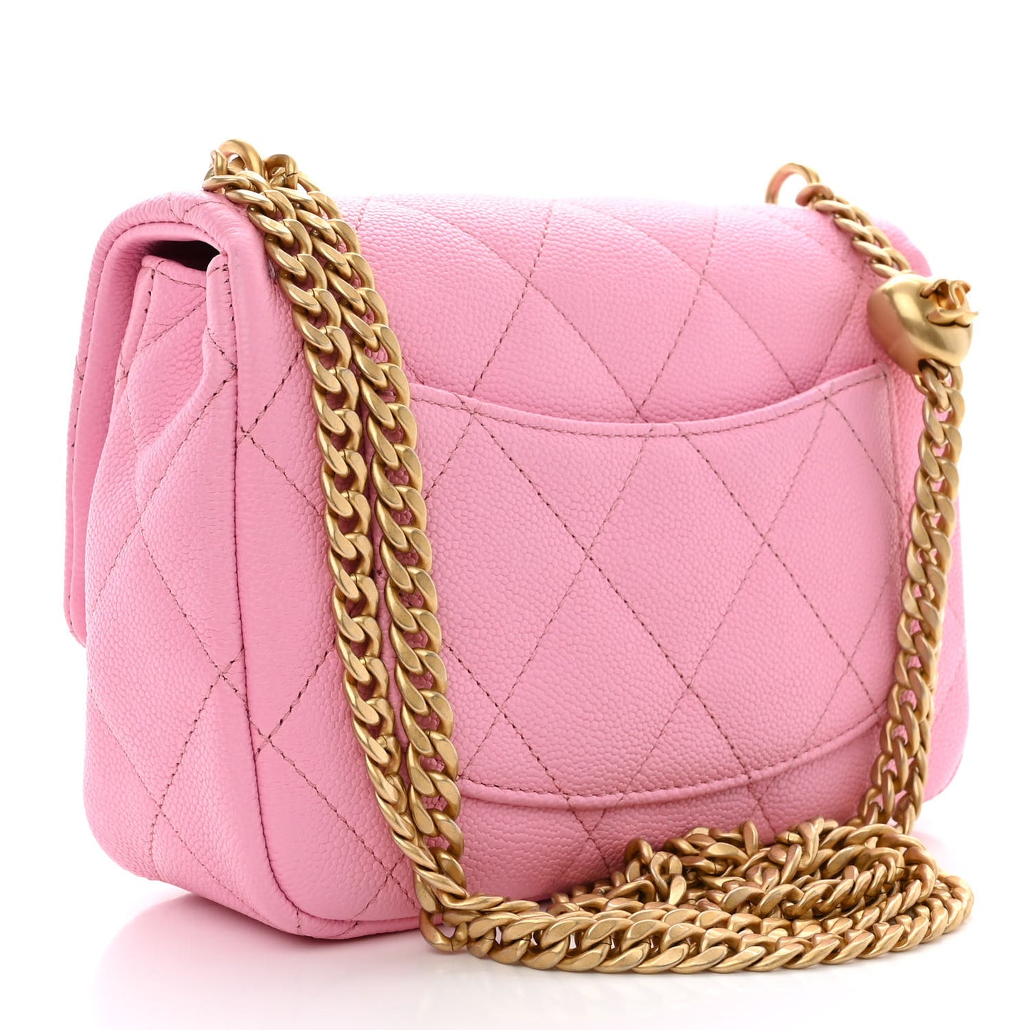 Caviar Quilted Mini Sweetheart Flap Lilac