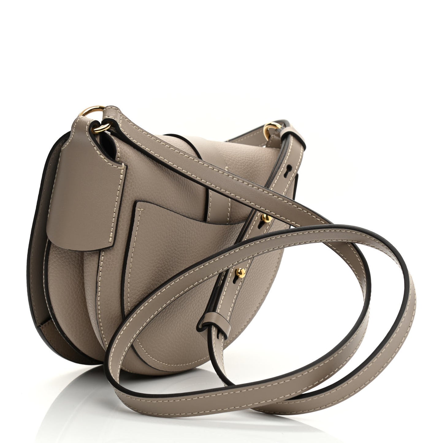 Grained Calfskin Small Darryl Saddle Crossbody Bag Motty Grey