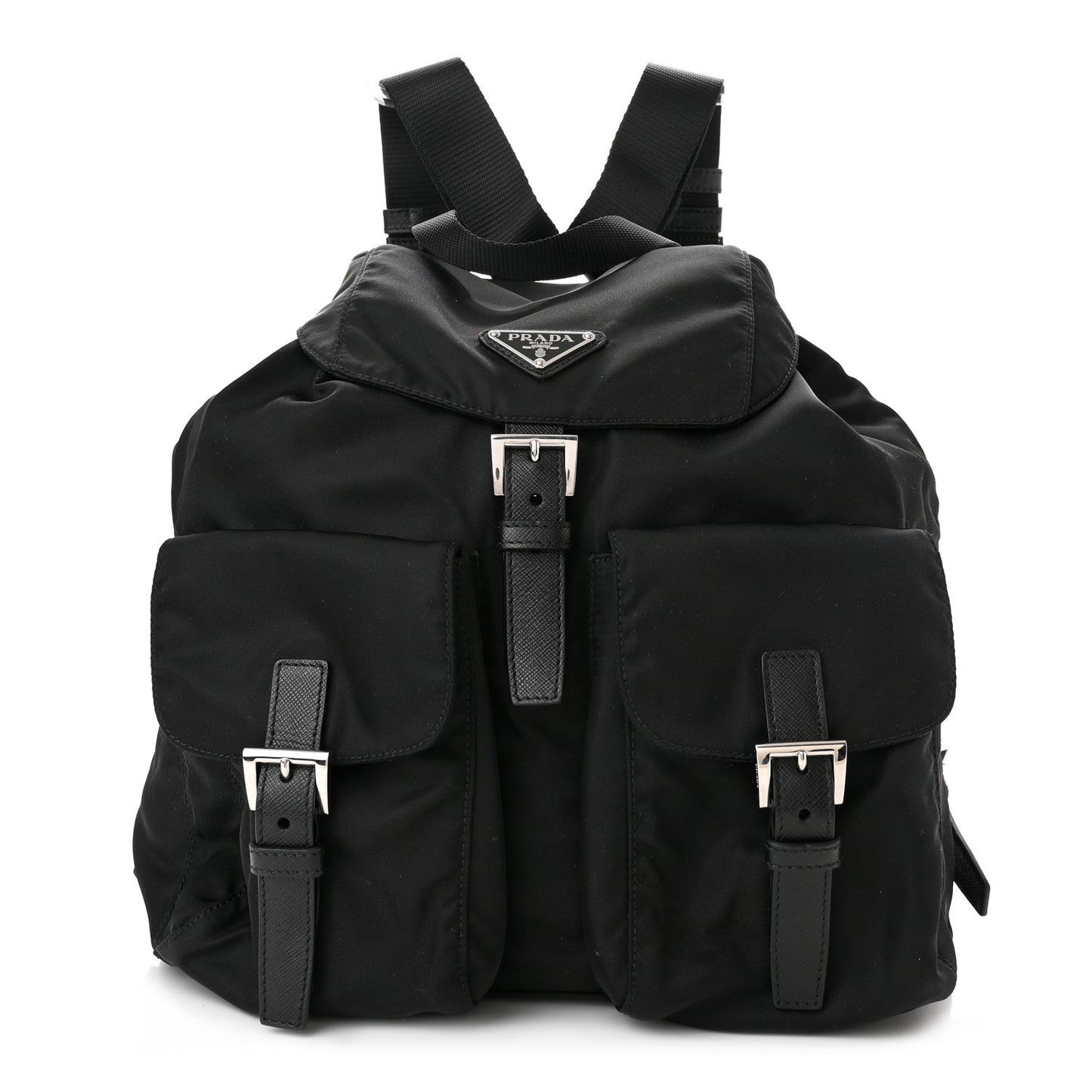 Tessuto Nylon Saffiano Medium Backpack Black