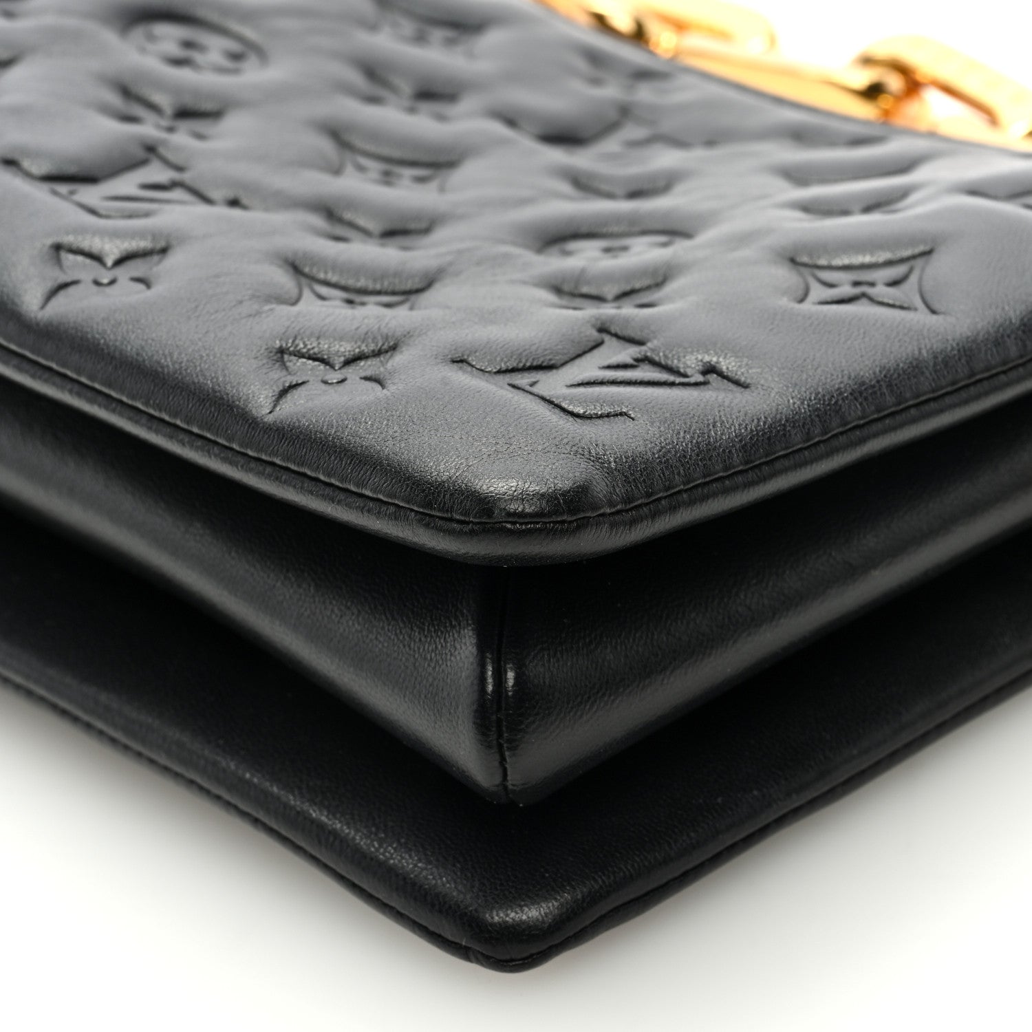 Louis Vuitton Lambskin Embossed Monogram Coussin BB Black 10 of 11