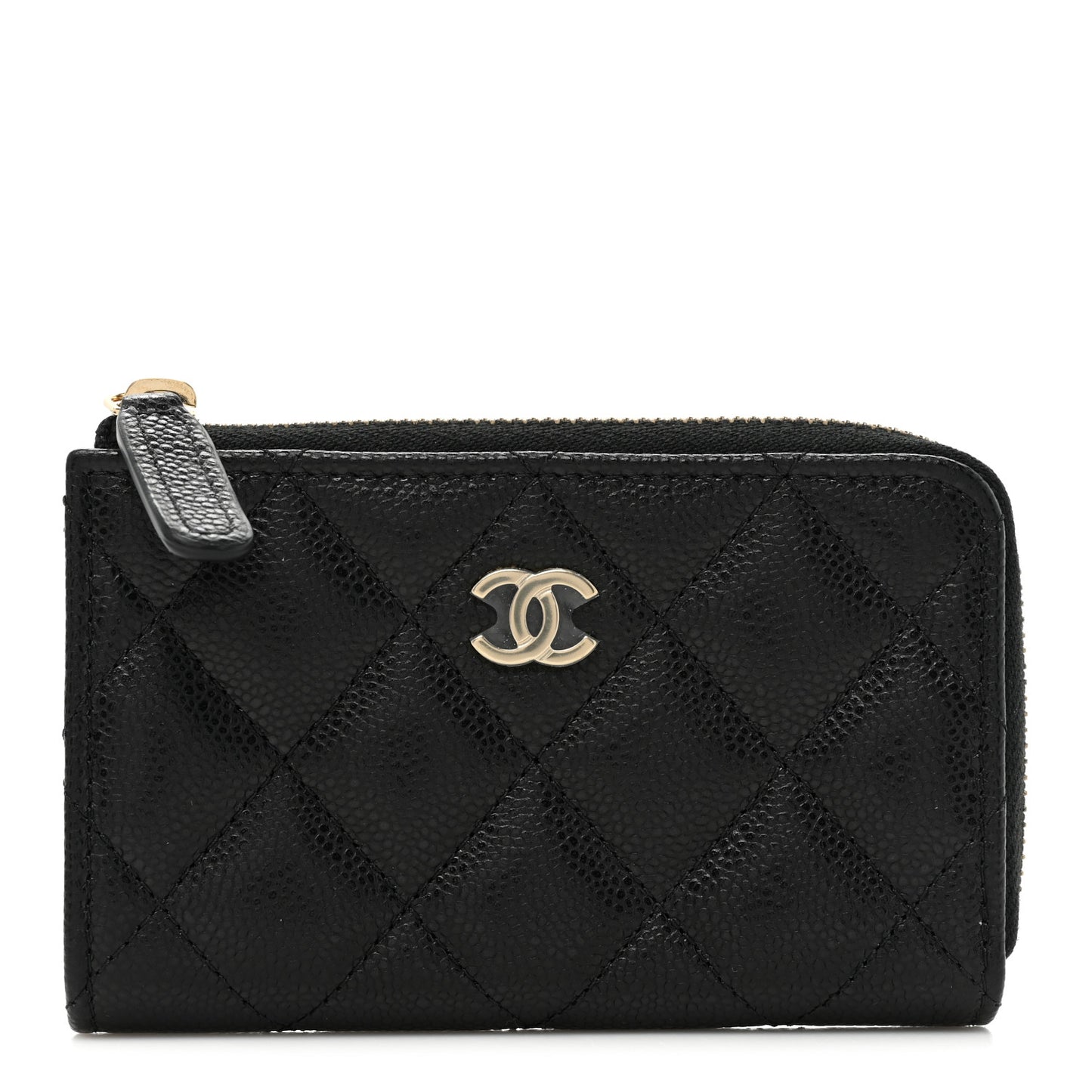 Caviar Quilted Zipped Key Holder Case Black