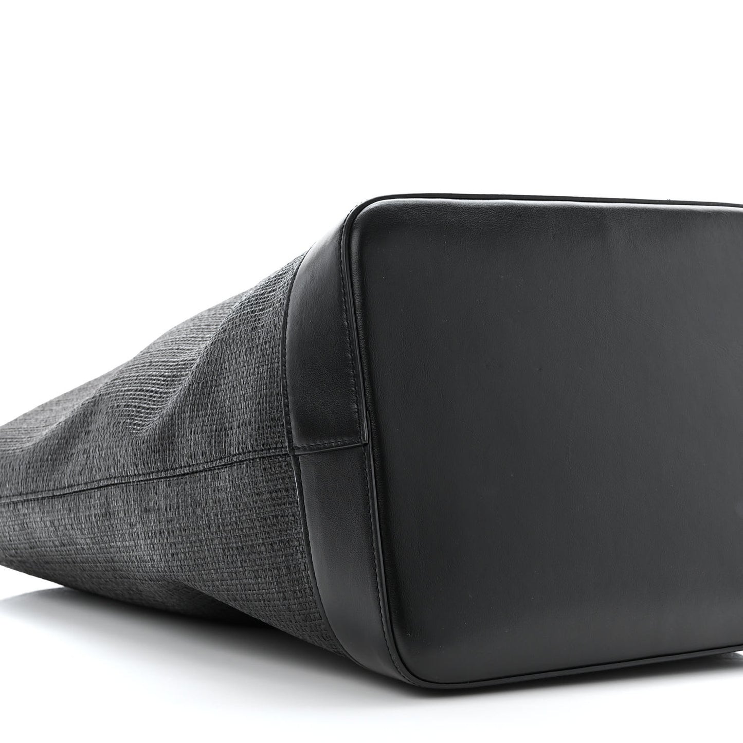Linen Canvas Teddy Shopping Bag Black