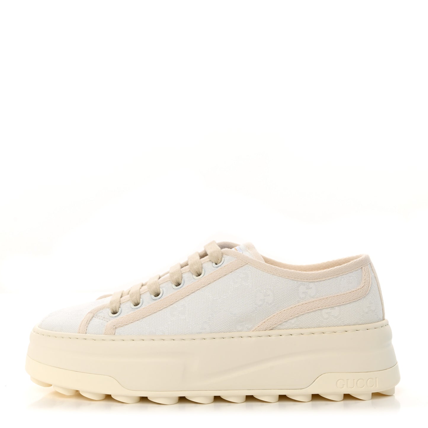 GG Monogram Womens 1977 Tennis Platform 52mm Sneakers 37.5 Great White Mystic White