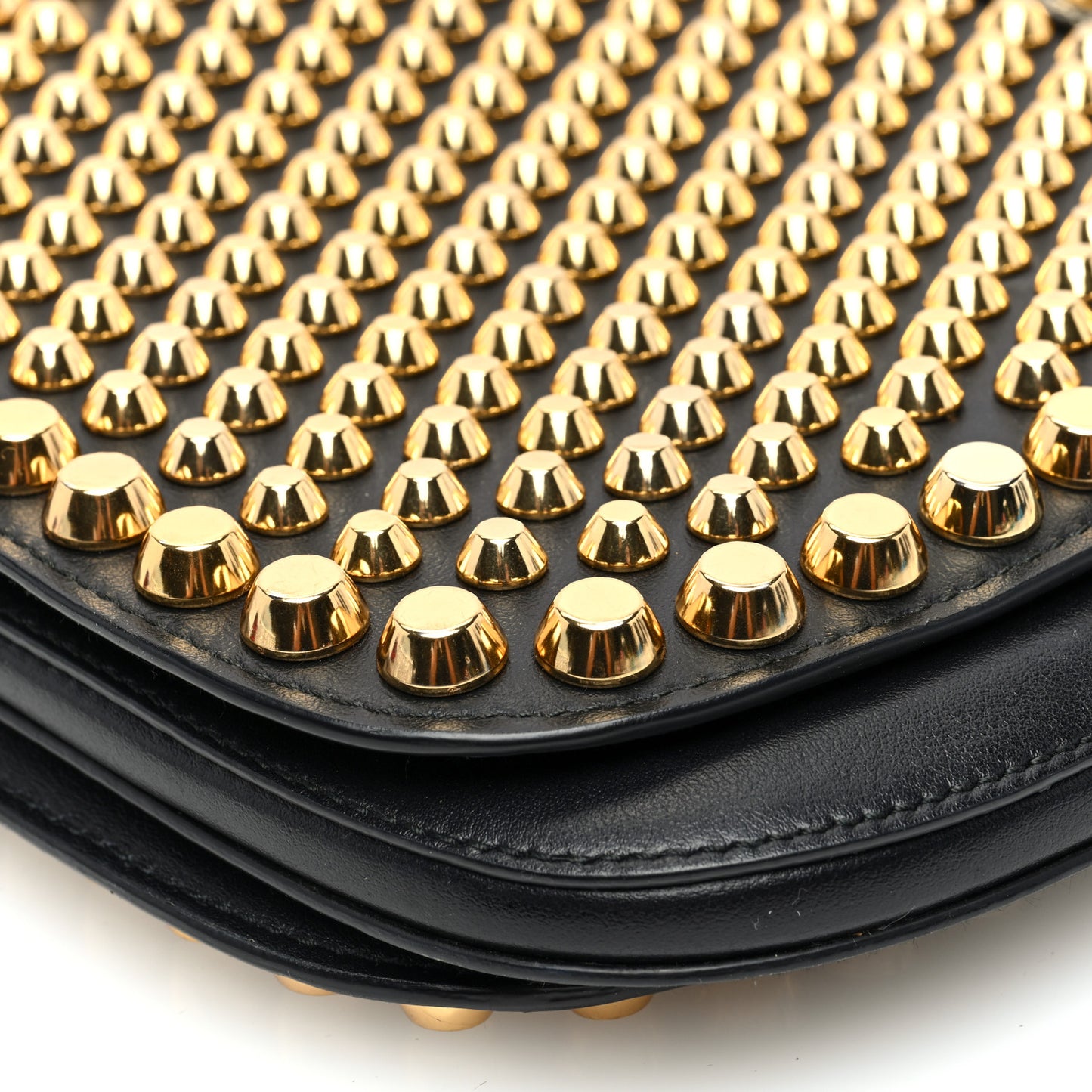 City Calfskin Lucer Studded Small Margit Bag Black Roccia