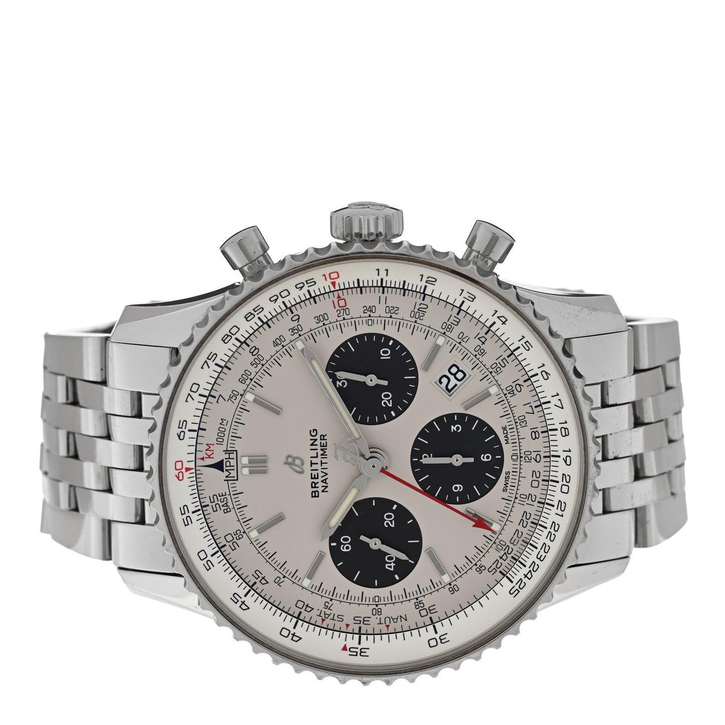 Stainless Steel 42mm Navitimer Chronograph Automatic Watch White AB0121