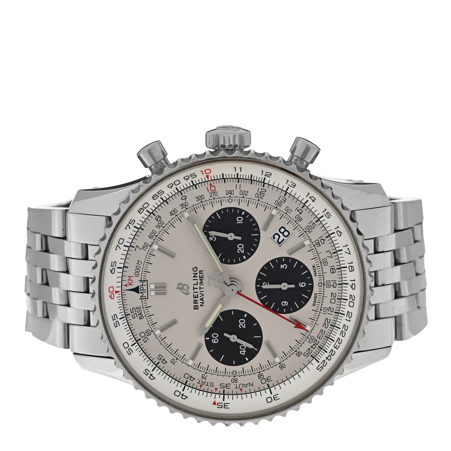 Breitling Stainless Steel 42mm Navitimer Chronograph Automatic Watch White AB0121 2 of 4
