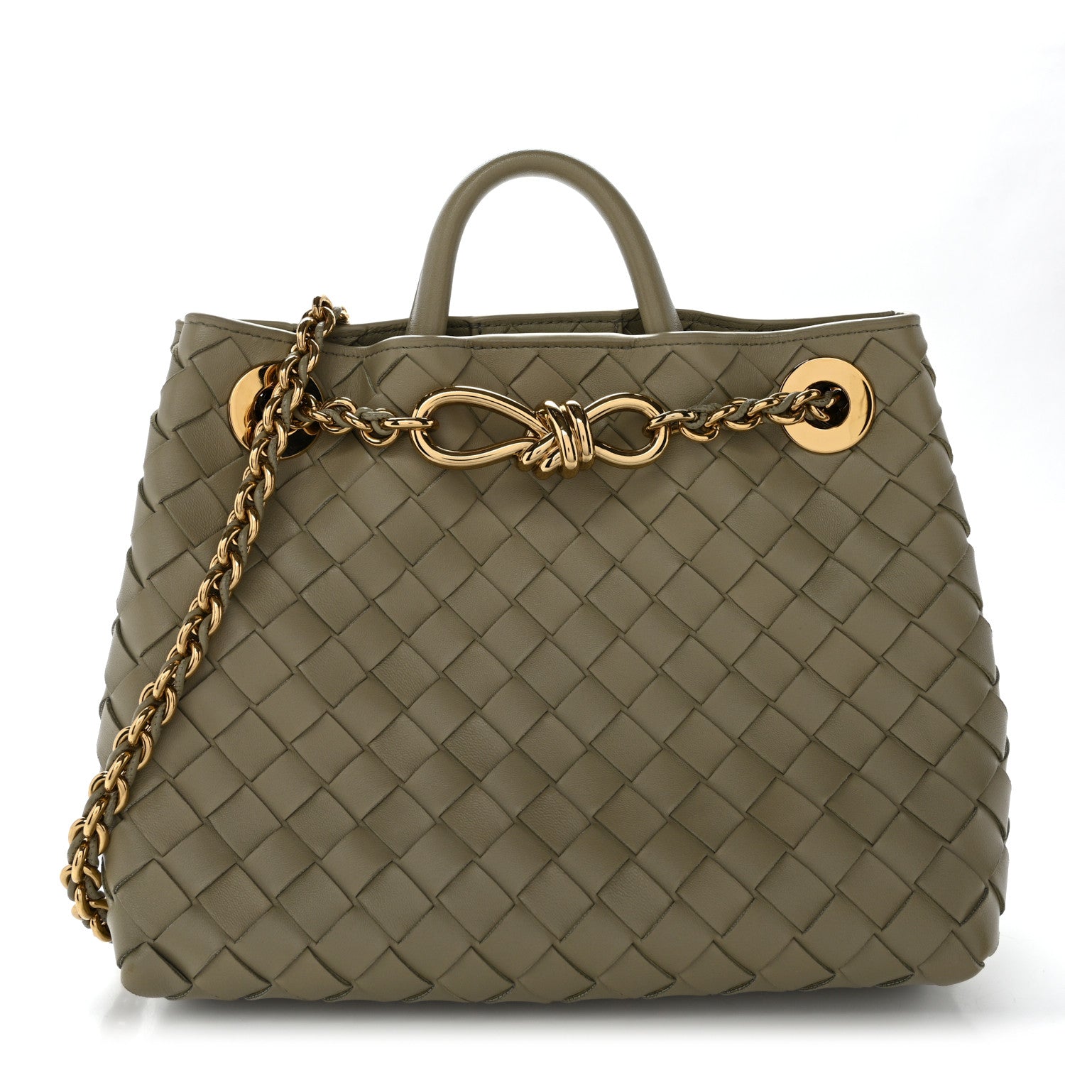 Bottega Veneta Nappa Intrecciato Small Andiamo With Chain Shoulder