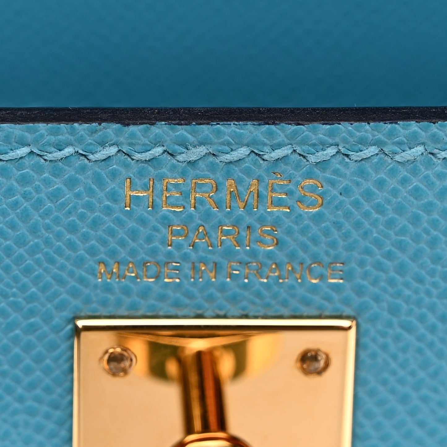 Madame Calfskin Kelly Sellier 25 Bleu du Nord