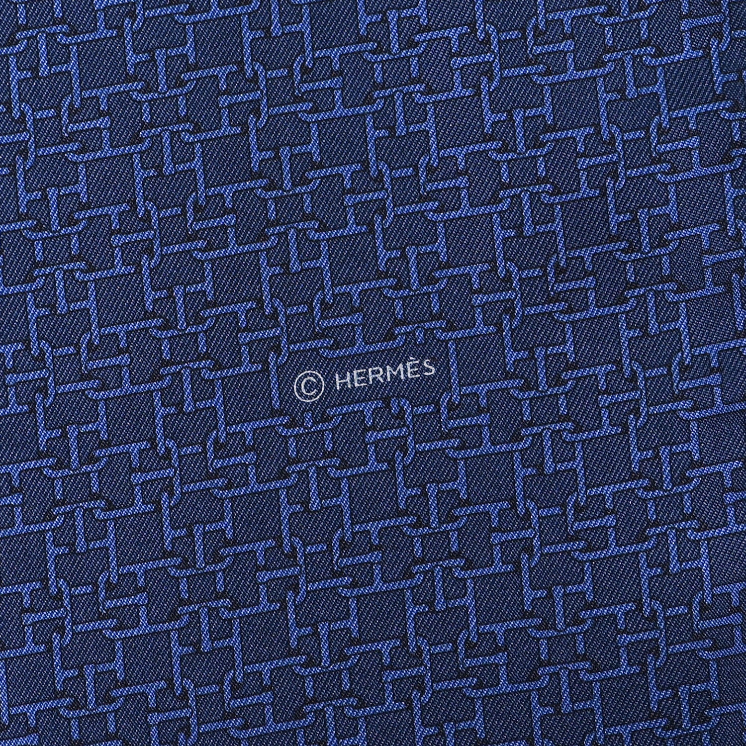 Hermes Silk Wool Cashmere Echarpe Muffler Marine Bleu Marron 4 of 5