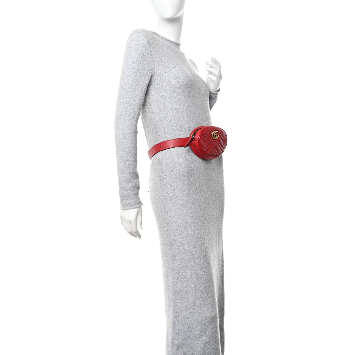 Calfskin Matelasse GG Marmont Belt Bag 95 38 Hibiscus Red