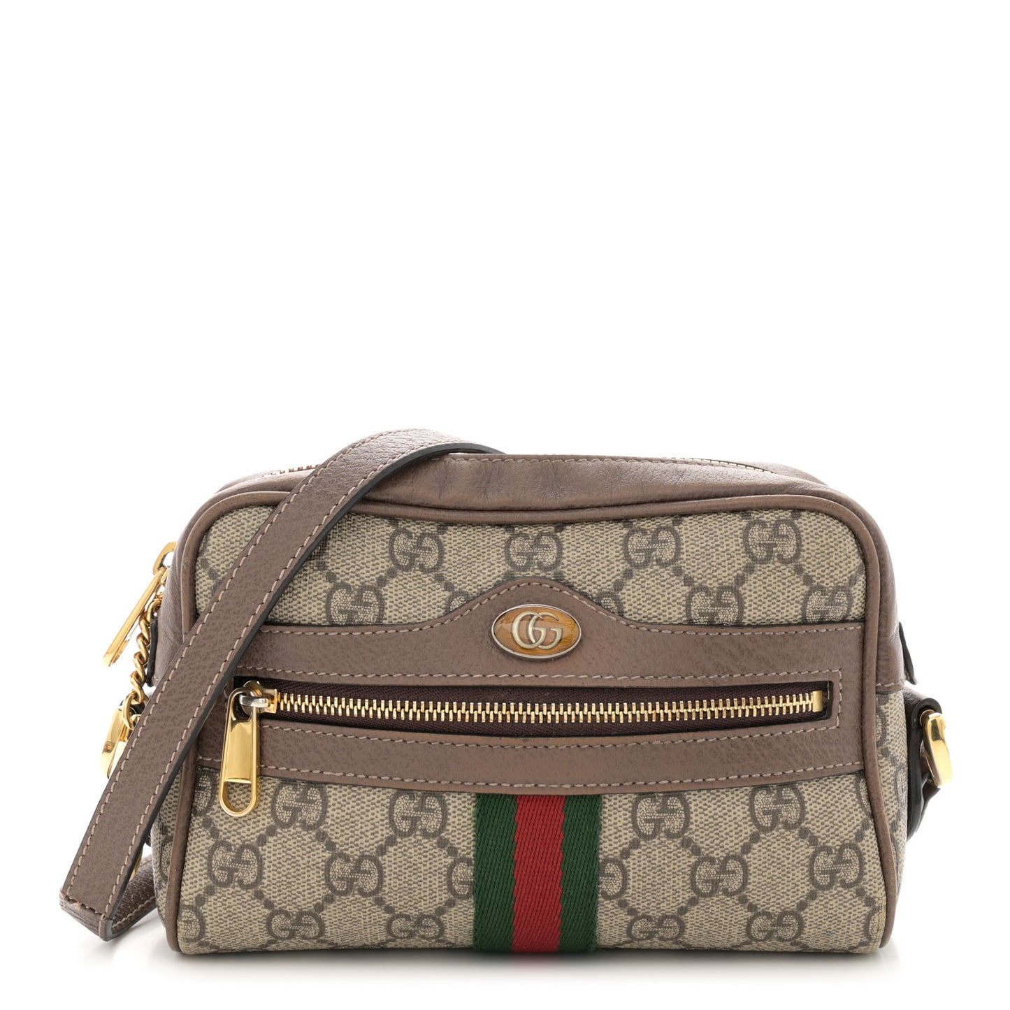 GG Supreme Monogram Web Mini Ophidia Shoulder Bag Brown