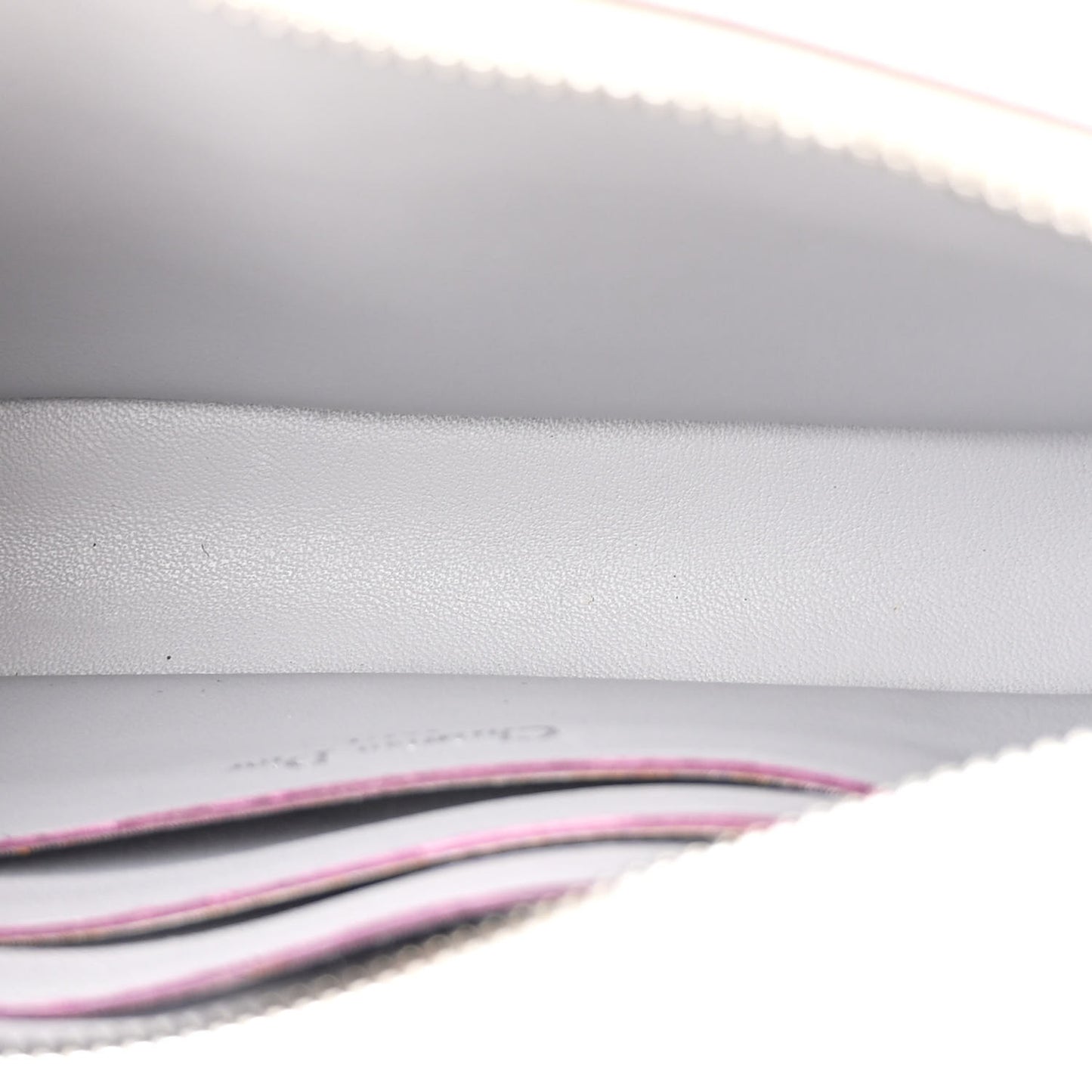 Calfskin Chain Wallet Grey Off White