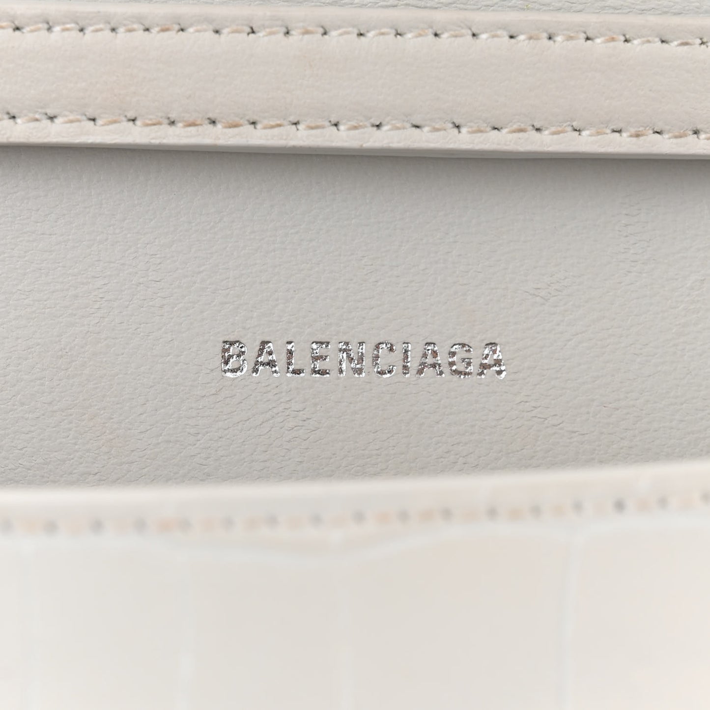 Shiny Calfskin Crocodile Embossed Small Hourglass Evening Chain Bag White