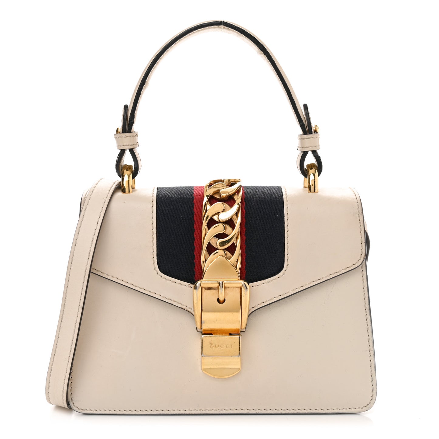 Calfskin Mini Sylvie Top Handle Bag White