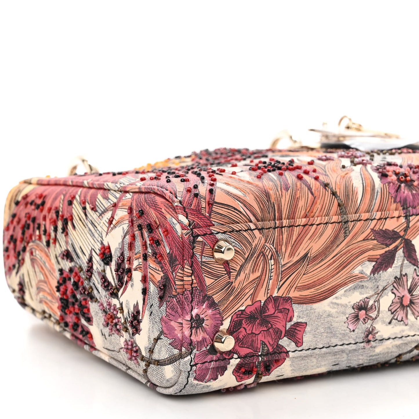 Embroidered Phoenix Mini Lady Dior Red Multicolor