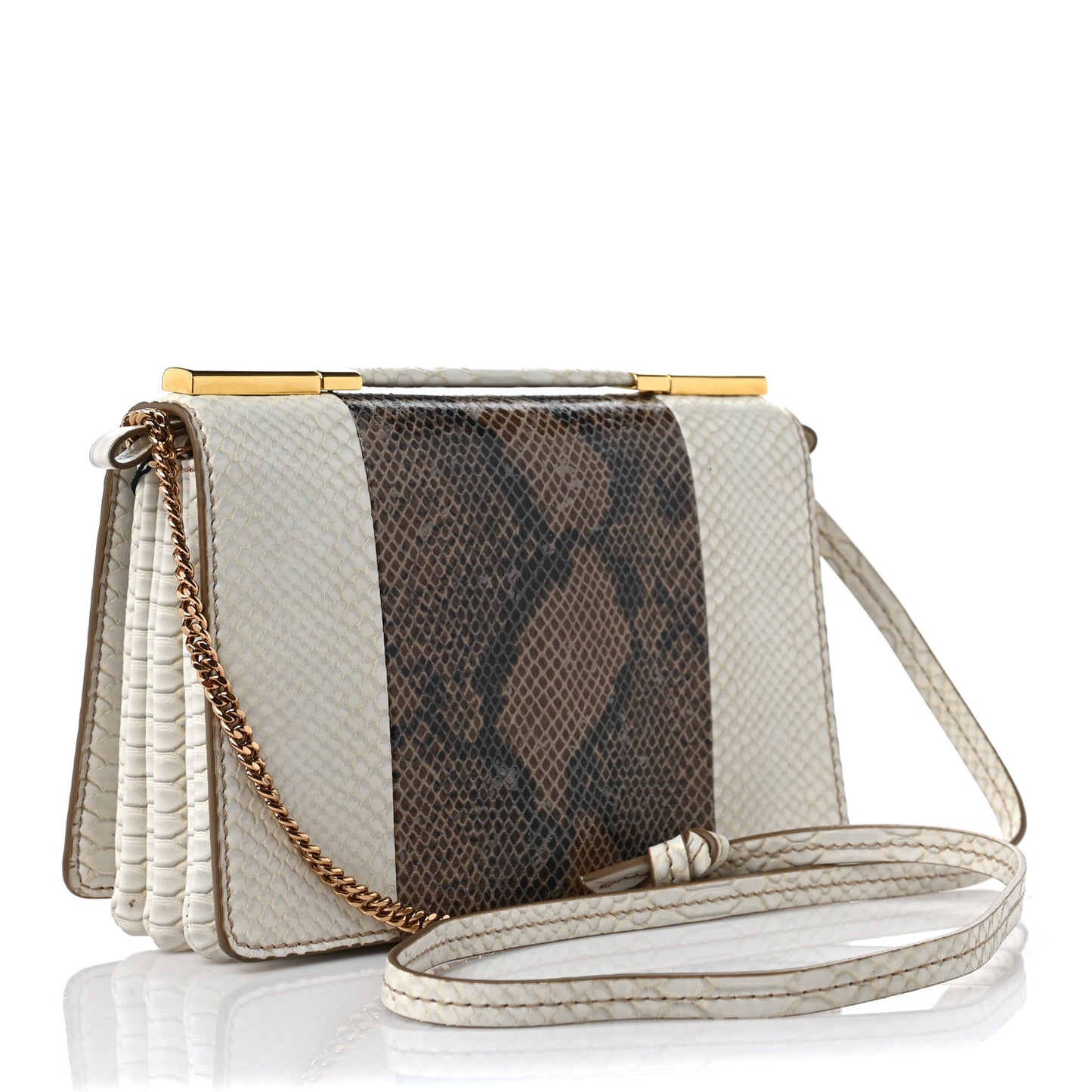 Alter Snake Embossed Small Flo Shoulder Bag Ivory
