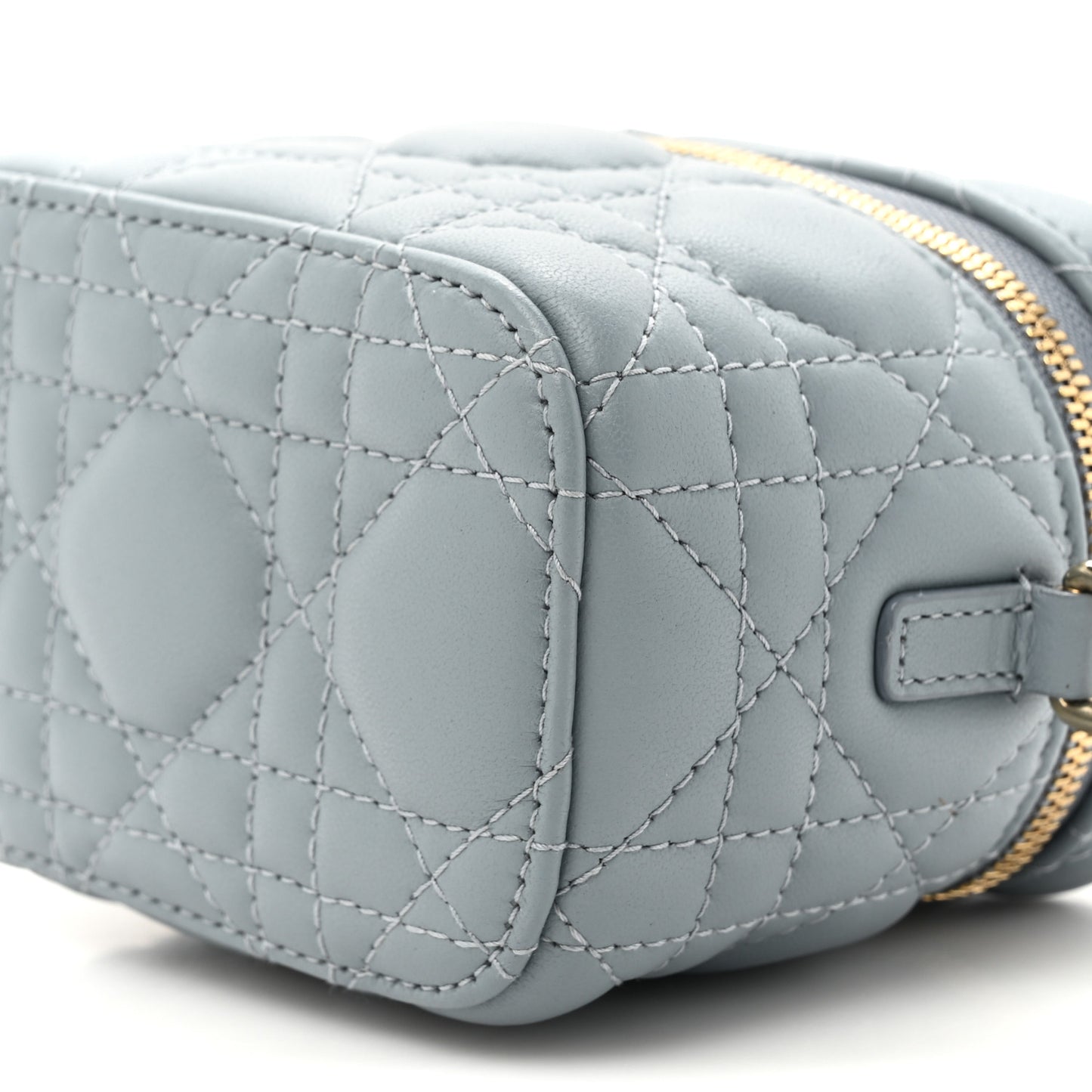Lambskin Cannage Micro Lady Dior Vanity Case Cloud Blue